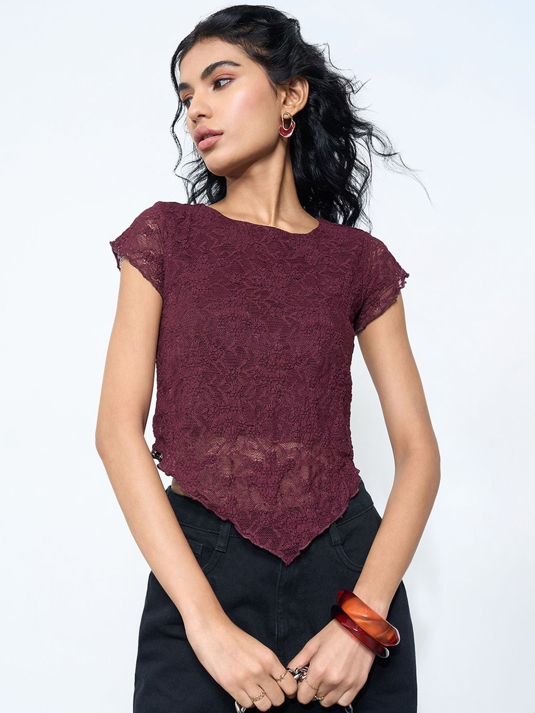 SF JEANS by Pantaloons Embroidered Crop Top