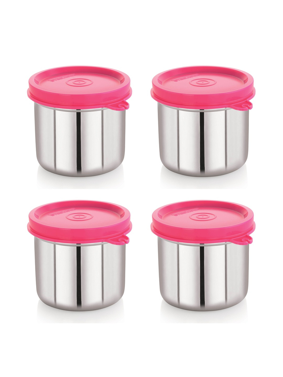 STEELLOCK Pink & Silver-Toned 4 Pieces Stainless Steel Airtight Lunch Boxs-14 Inch each