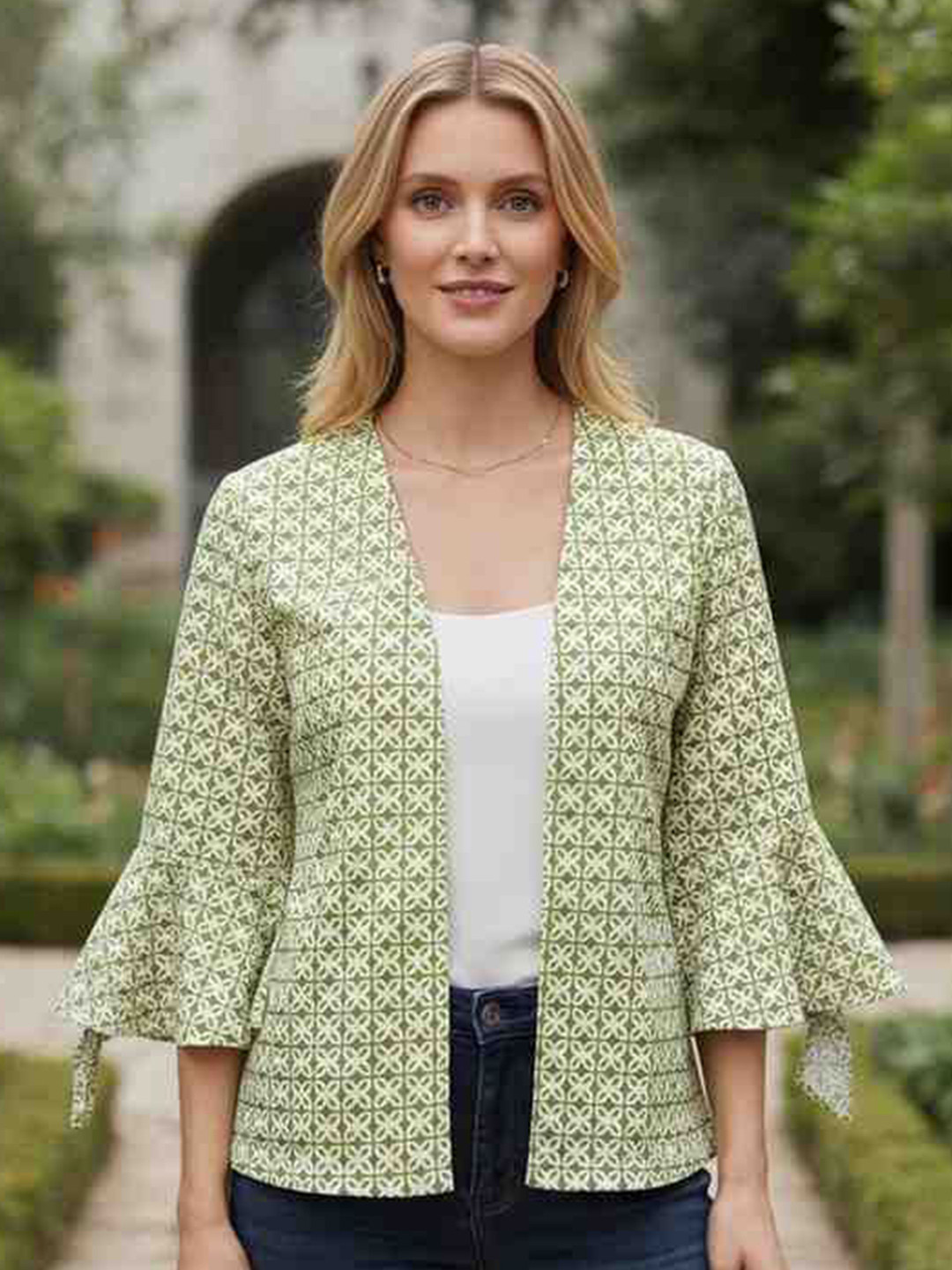 LAESTILOSO PRIVATE LIMITED Women Printed Open Front Cotton Shrug