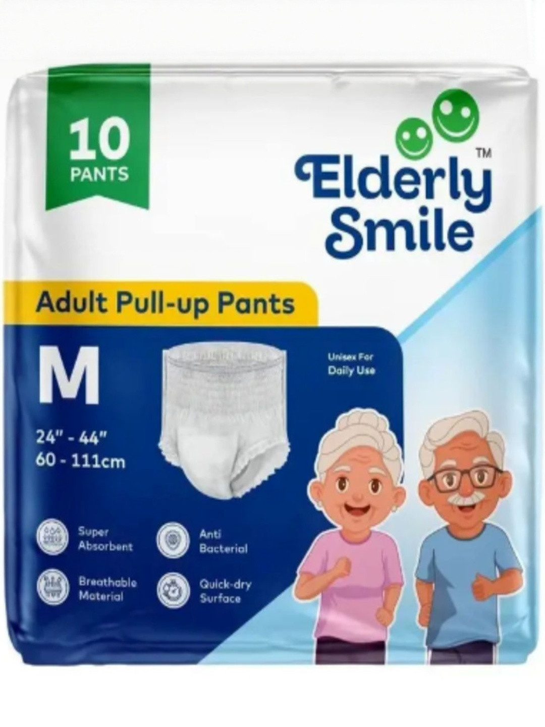 Elderly Smile Super Adult Absorbent Premium Pull Up Pants - M -10Pcs