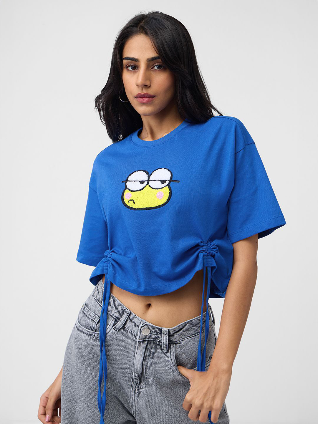 The Souled Store Women Typography Hello Kitty Printed Drop-Shoulder Sleeves T-shirt