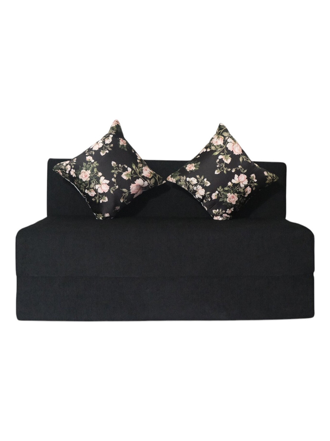 FRIENDS LIFE Black & Green 2 Seater Comfort For All Sofa Cum Bed With 2 Pillows