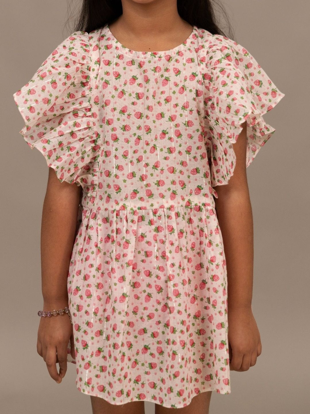 Grit N Groove Girls Floral Printed Round Neck Cotton Bell Sleeves Top