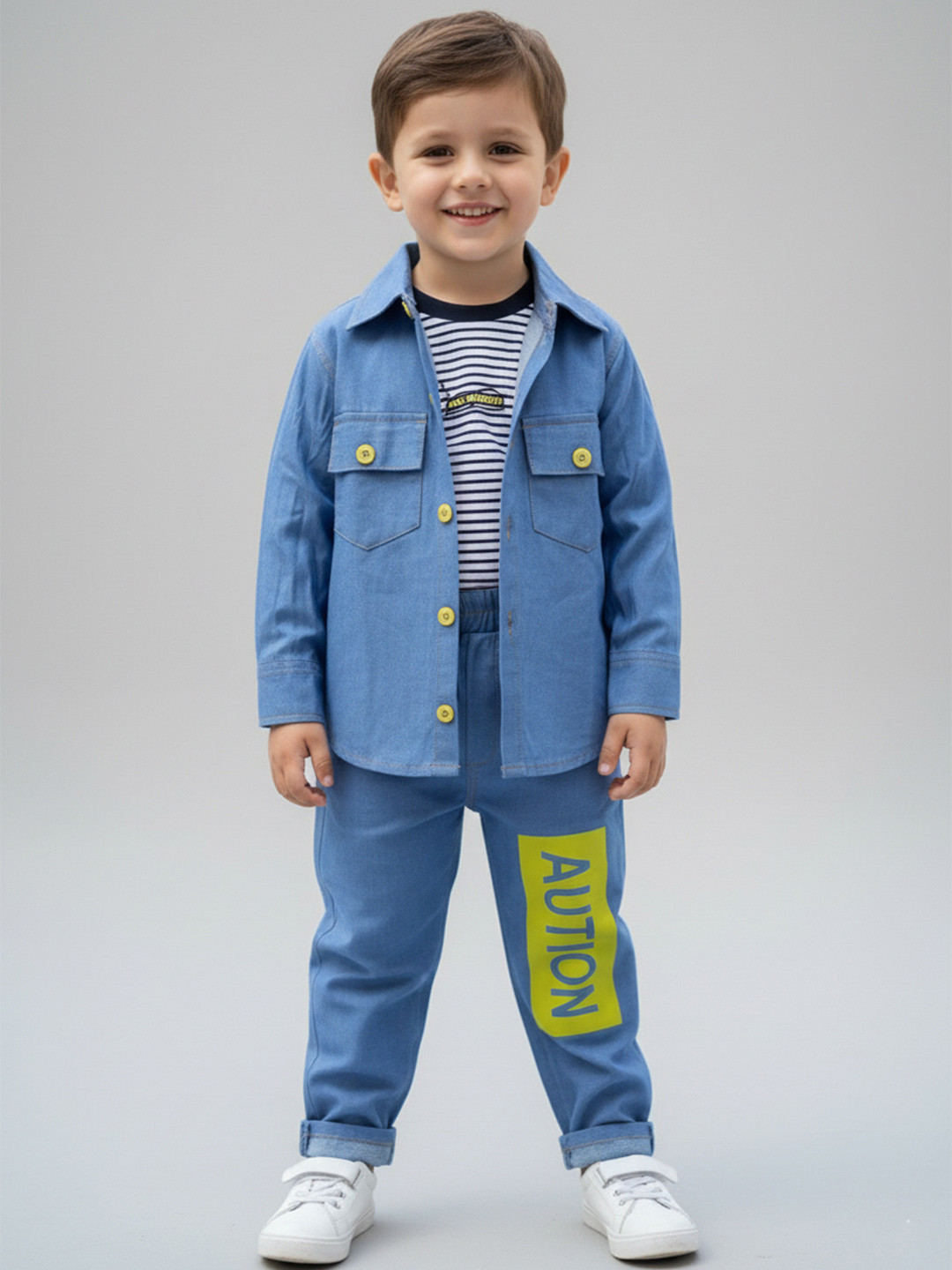 Hikuj Boys Denim T-shirt  And Trousers With Jacket