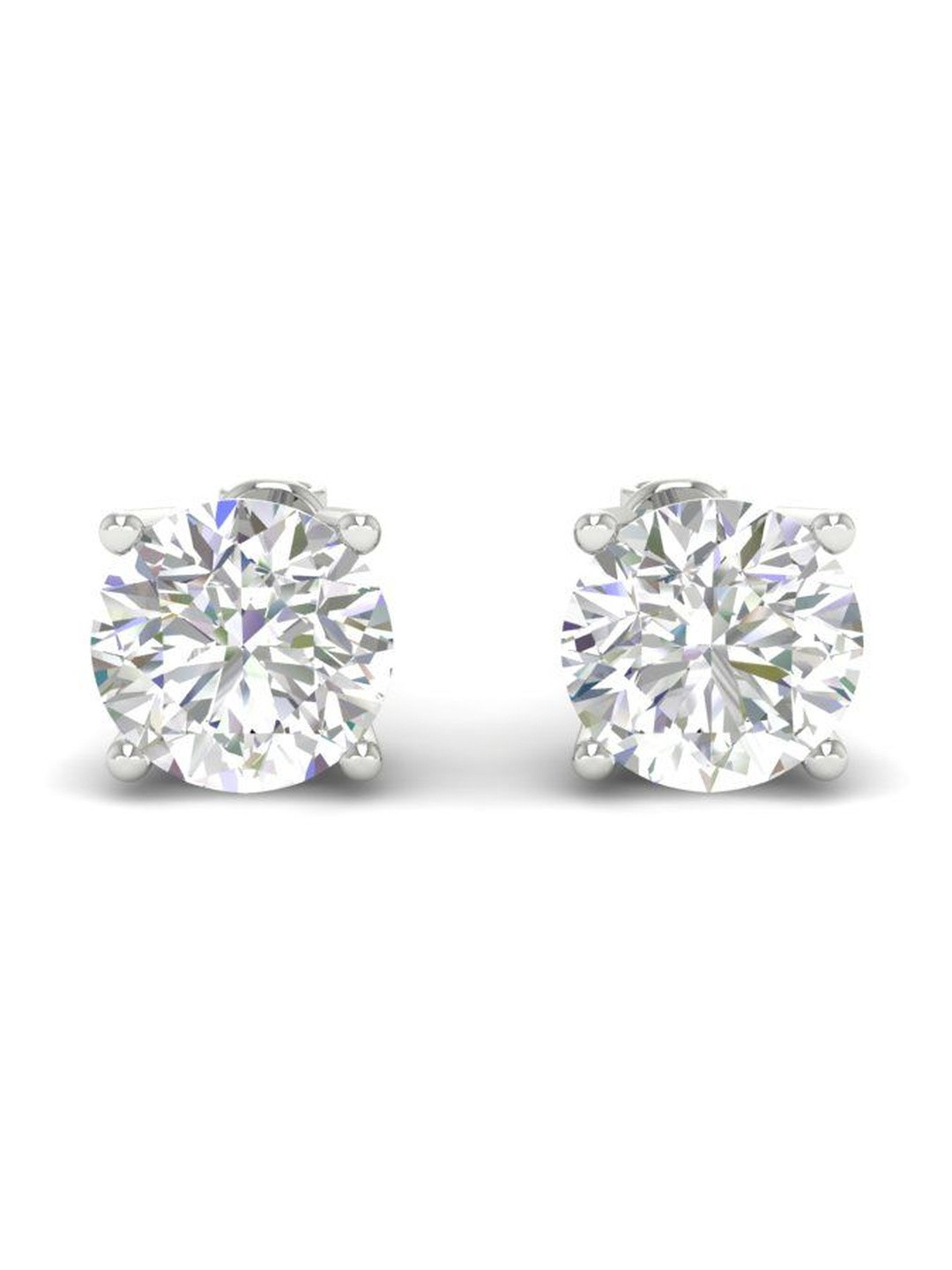 Forever Jewels Women White Gold Plated 1Ct Round Cut Moissanite Stud Earrings