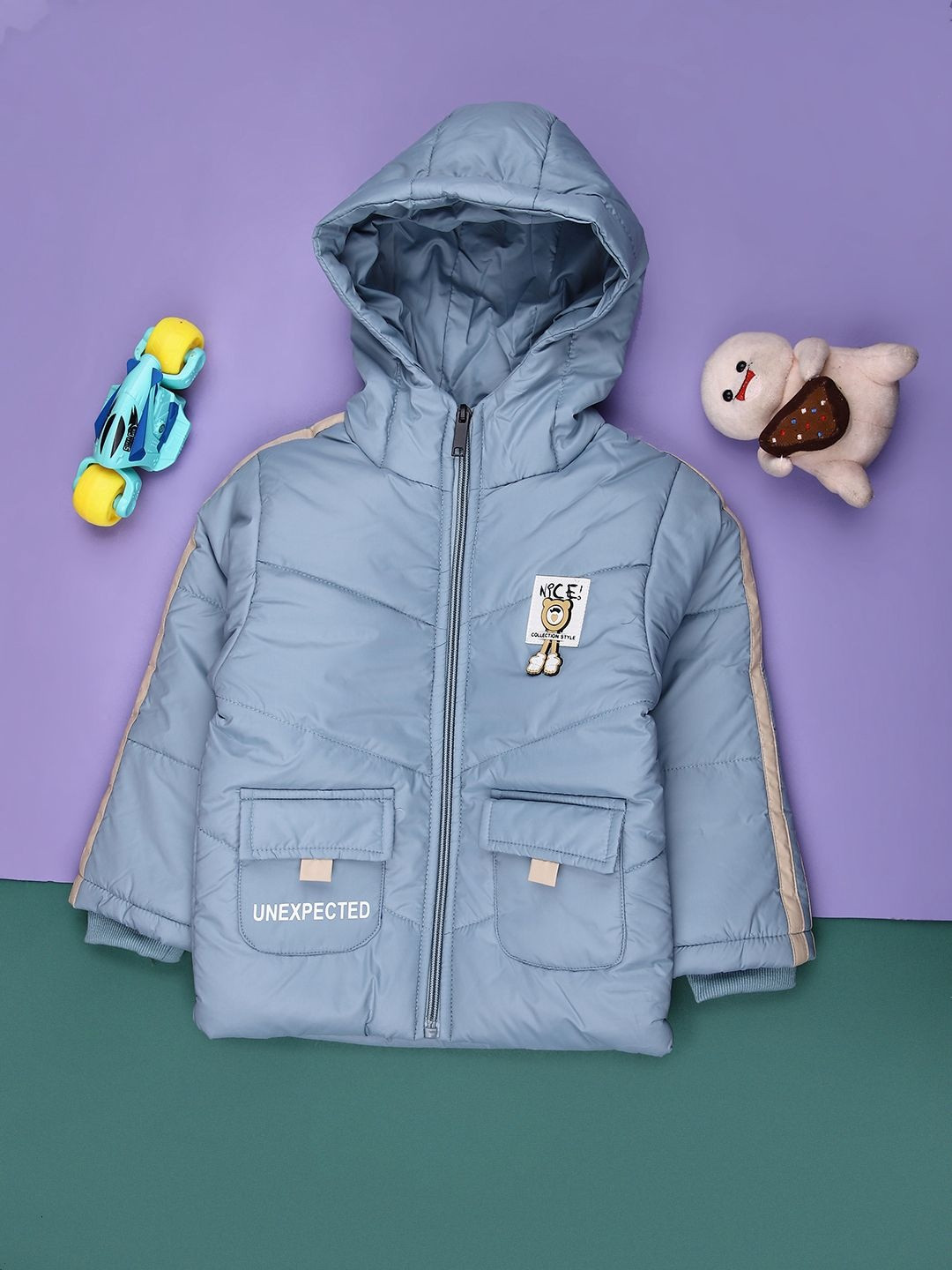 V-Mart Boys Graphic Printed Zip Detail Hooded Puffer Jacket