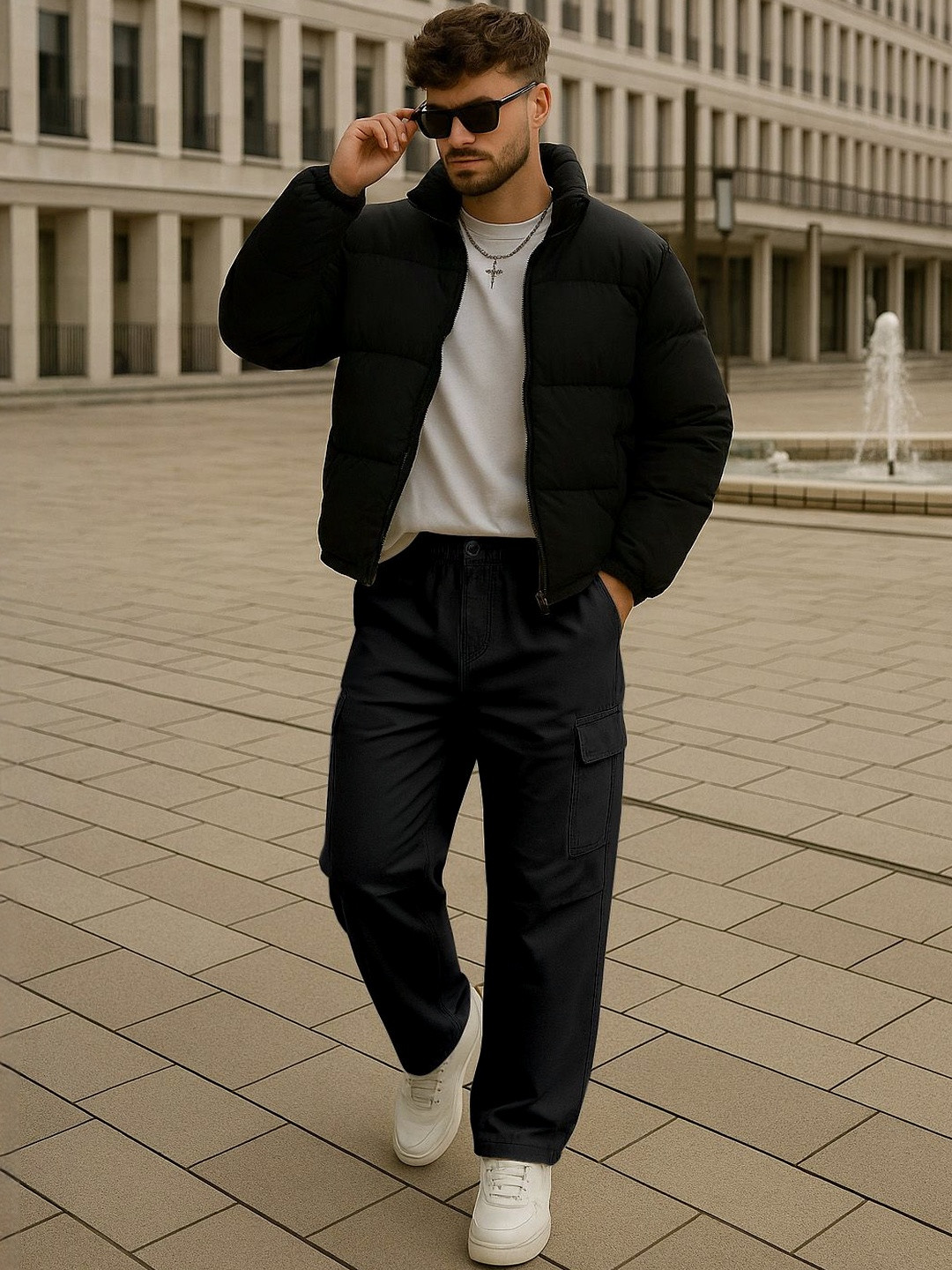 Moda Rapido Men Regular Fit Mid-Rise Non-Stretch Cotton Cargo Jeans