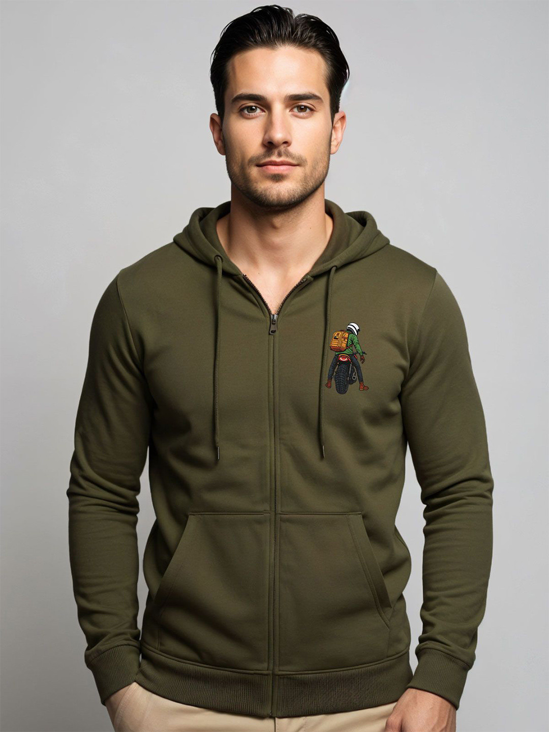 ADRO Men Printed Zipper Hoodie Sweatshirts