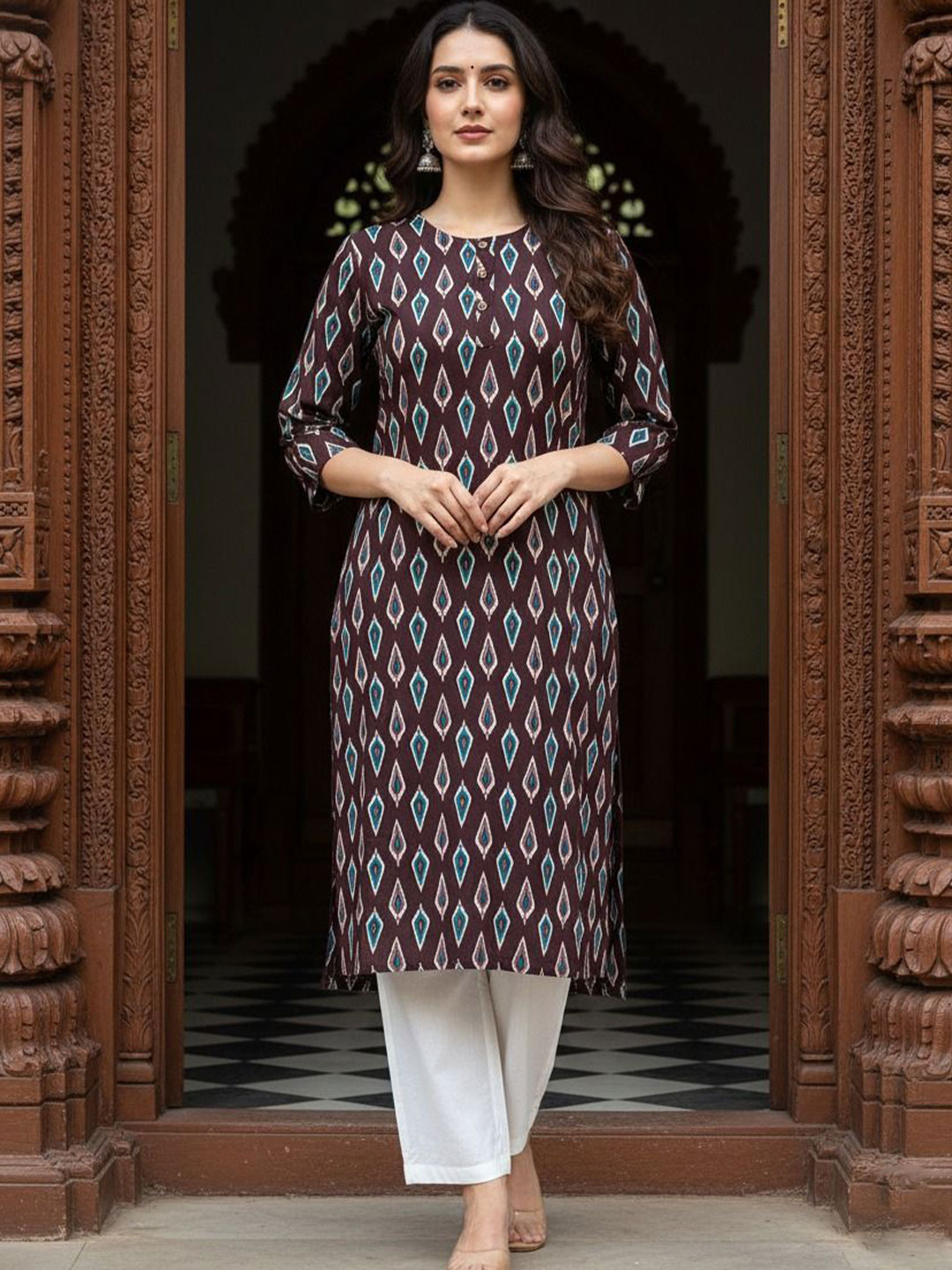SAKA DESIGNS Ethnic Motifs Printed Screen Print Straight Kurta