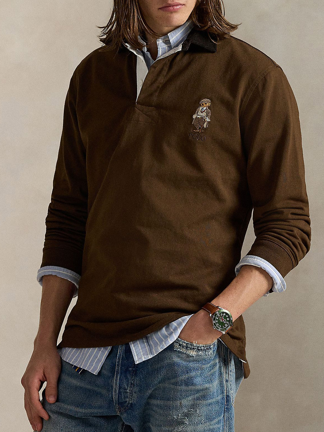 Polo Ralph Lauren Men Classic Fit Polo Collar Bear Rugby Shirt