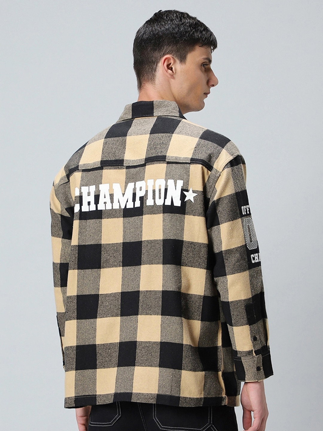 Bewakoof Run Checked Oversized Cotton Casual Shirt