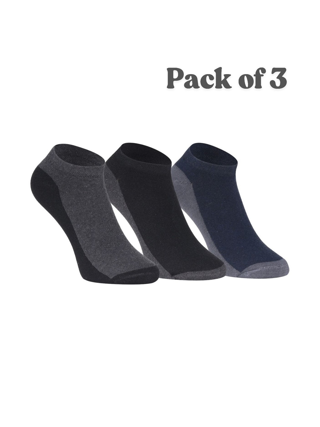 HEBTROCO Unisex Pack Of 3 Colour-Blocked Ankle-Length Socks