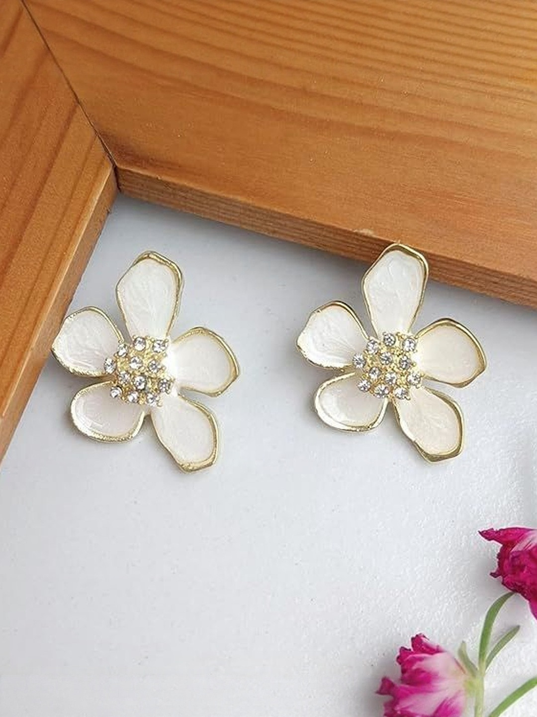 LIMINE JEWELS Gold-Plated Artificial Stones Studded Floral Studs