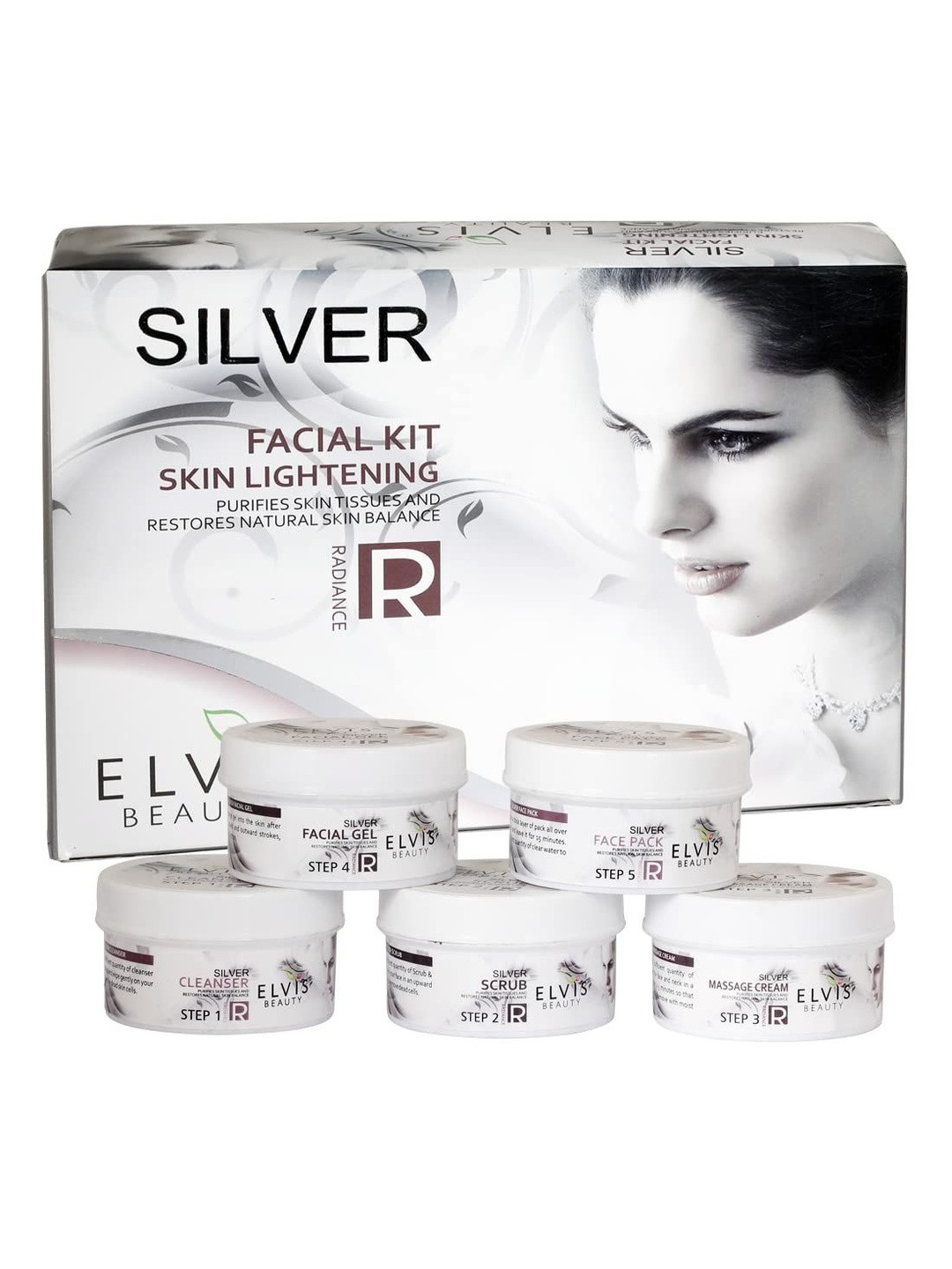 ELVIS BEAUTY Silver Facial Kit For Skin Lightening & Radiance - 420 g
