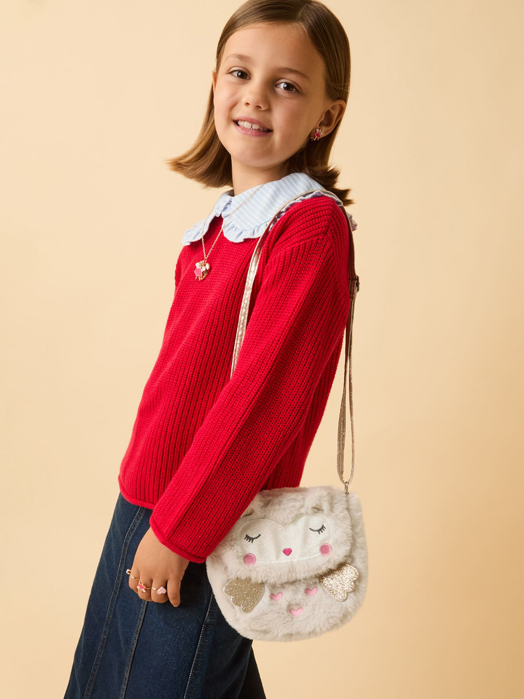 Accessorize Girls Owl Self Design Crossbody Sling Bag