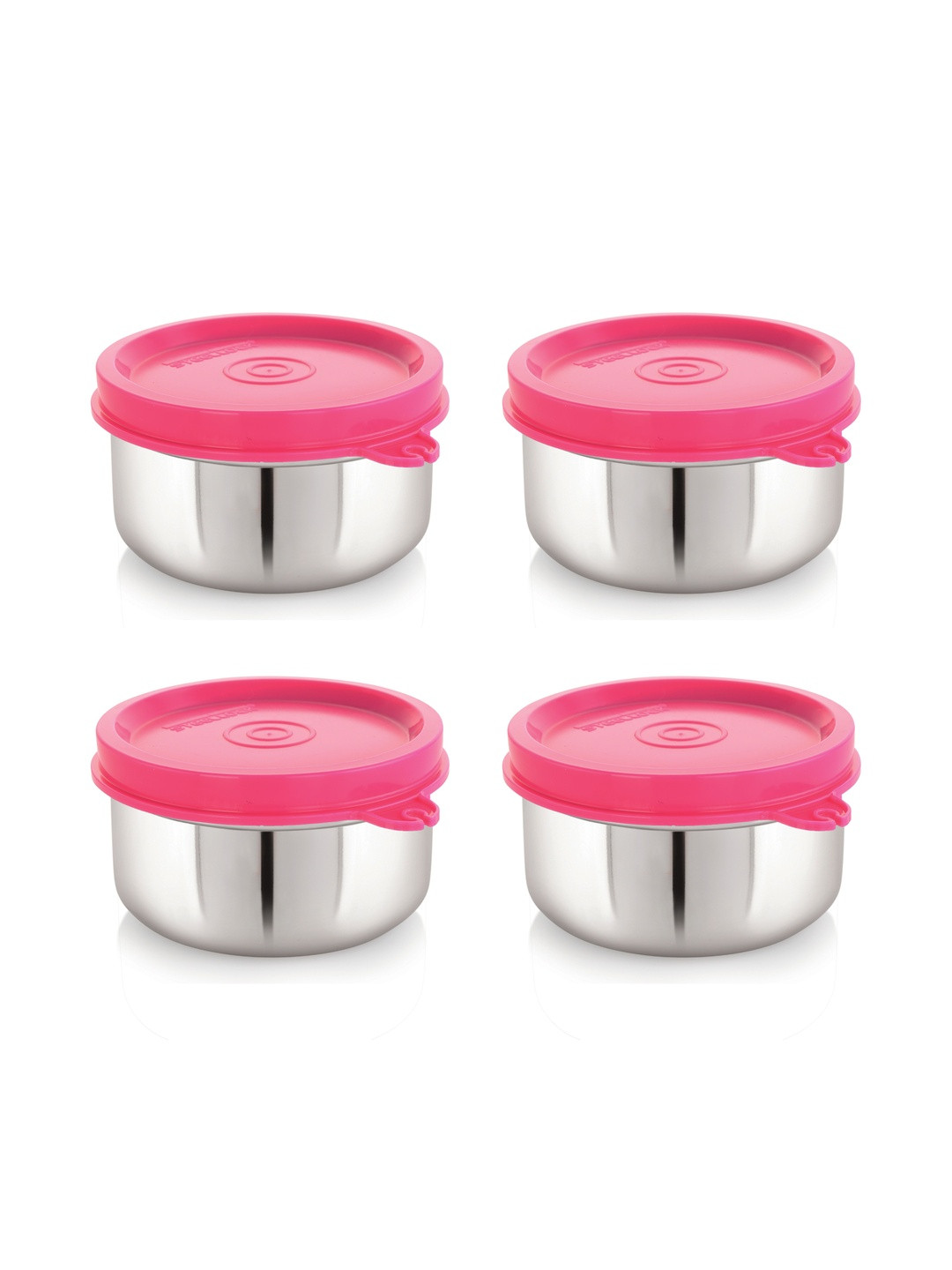 STEELLOCK Pink & Silver-Toned 4 Pieces Stainless Steel Airtight Lunch Boxs-15 Inch each