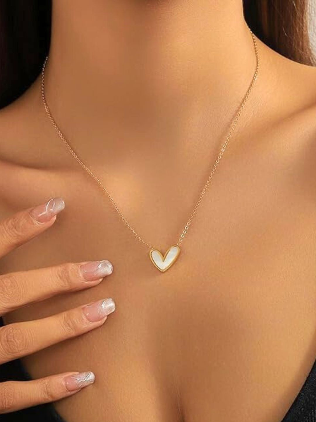 Bauble Cluster Gold-Plated Heart Shaped Pendants with Chains