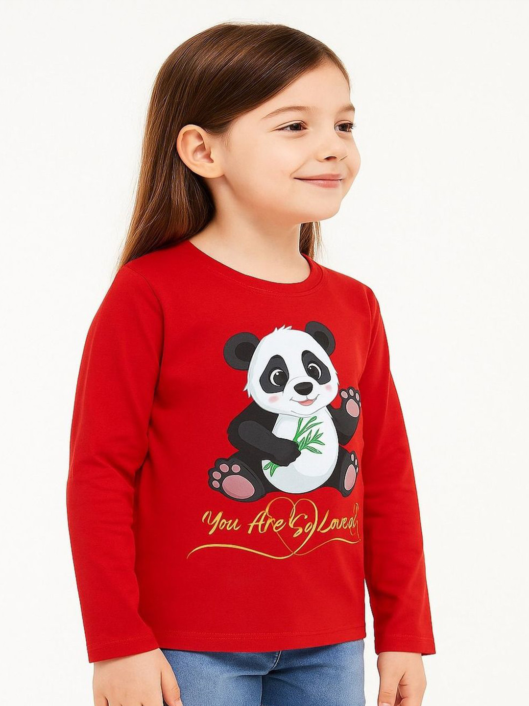 Lkcreation Girls Graphic Panda Printed T-shirt