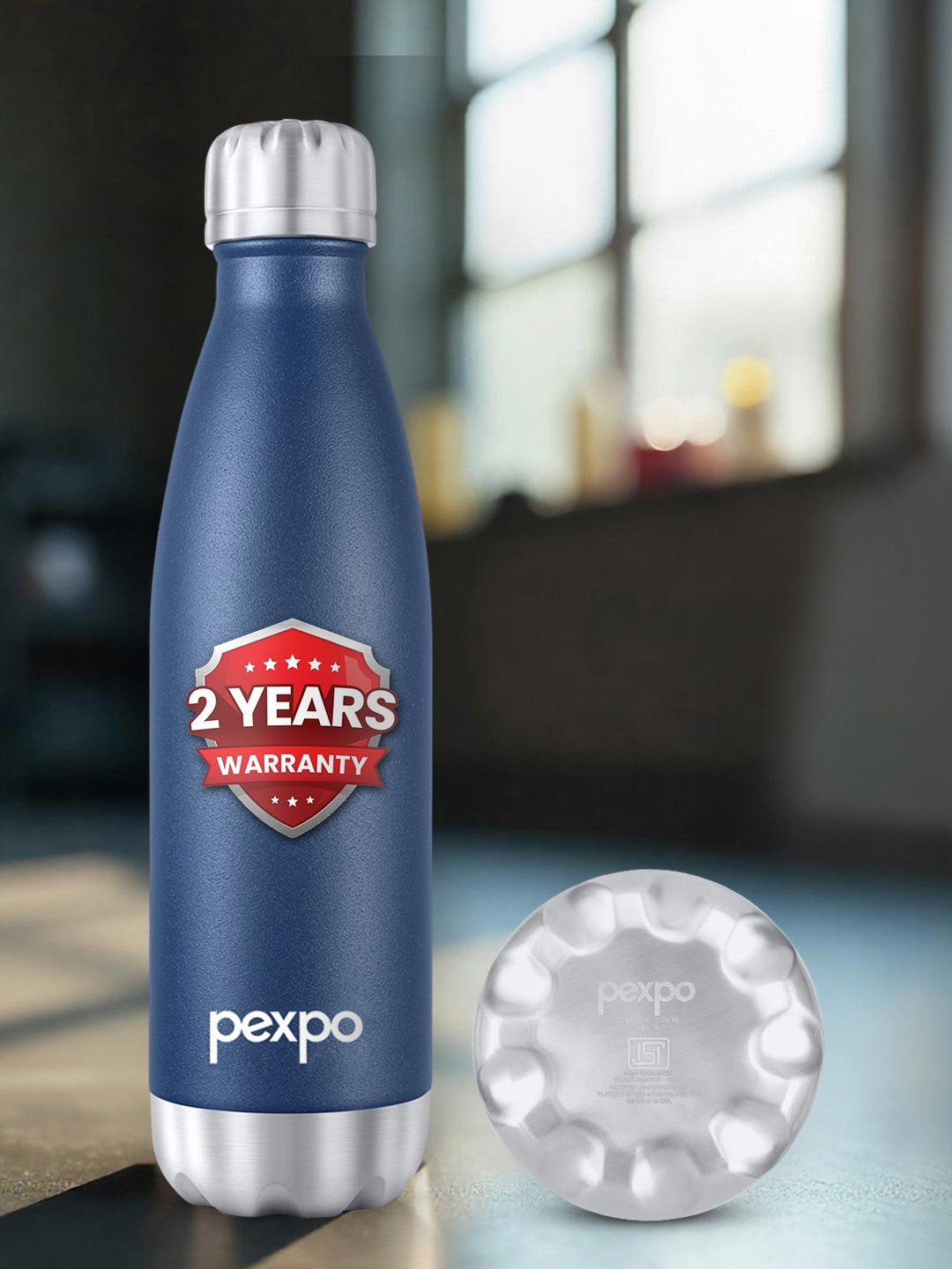 Pexpo ELECTRO Navy Blue Solid Stainless Steel Double Wall Vacuum Flask - 500ml