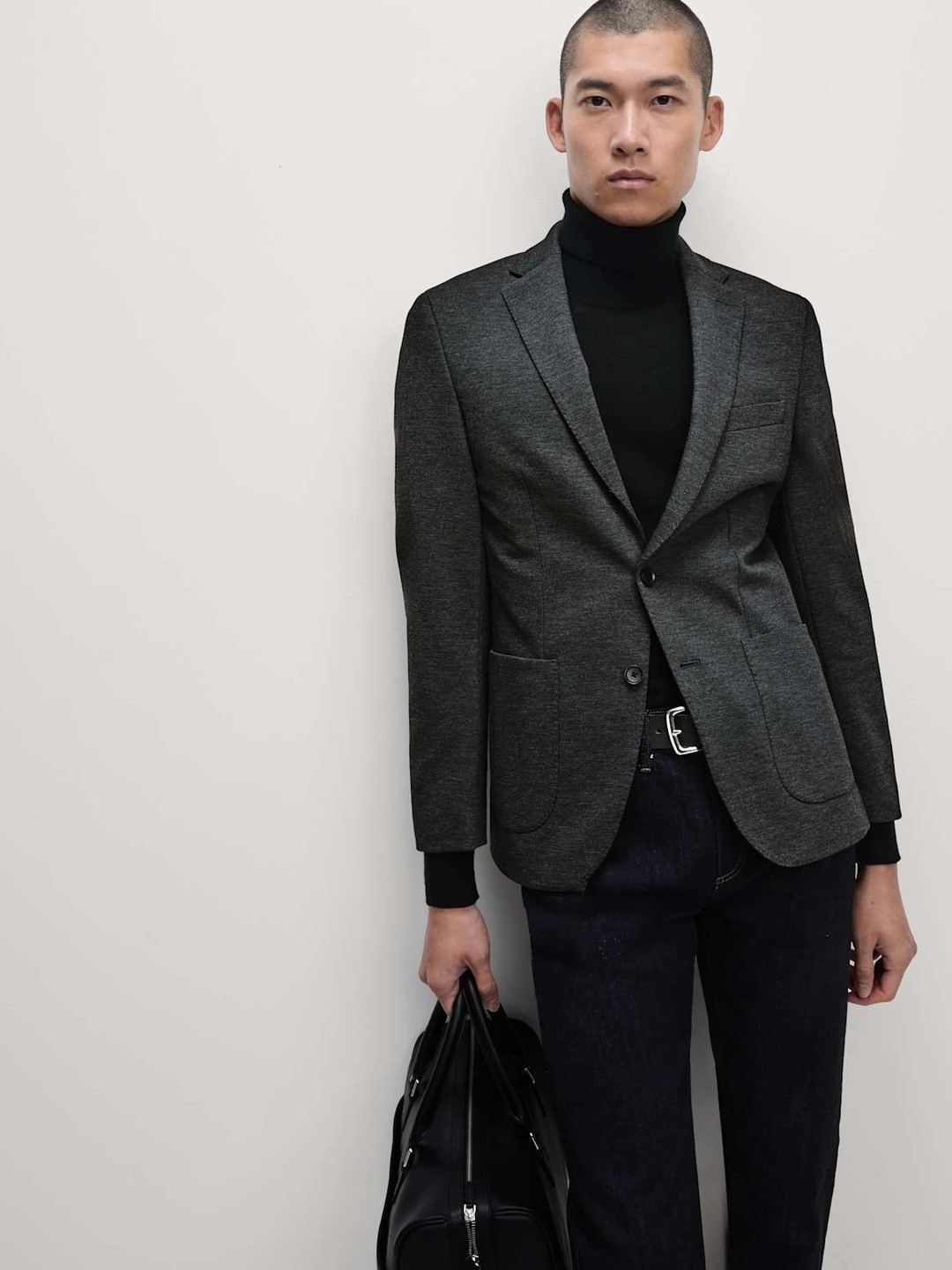 Marks & Spencer Men Self Design Notched Lapel Blazer with Stretch