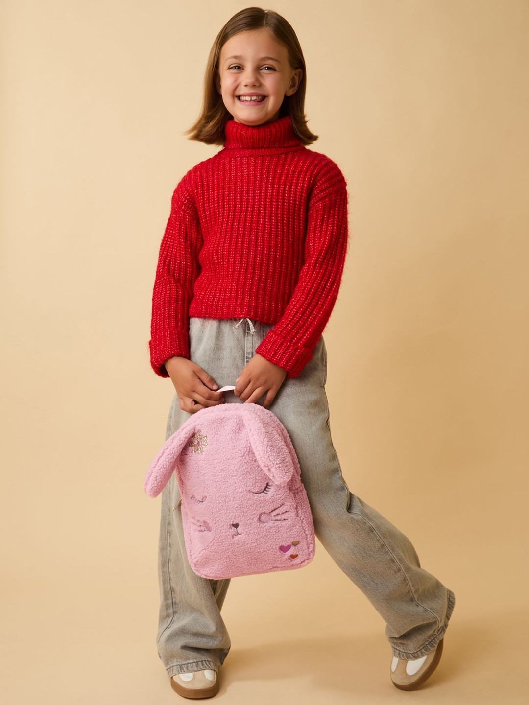 Accessorize Girls Borg Bunny Ergonomic Backpack