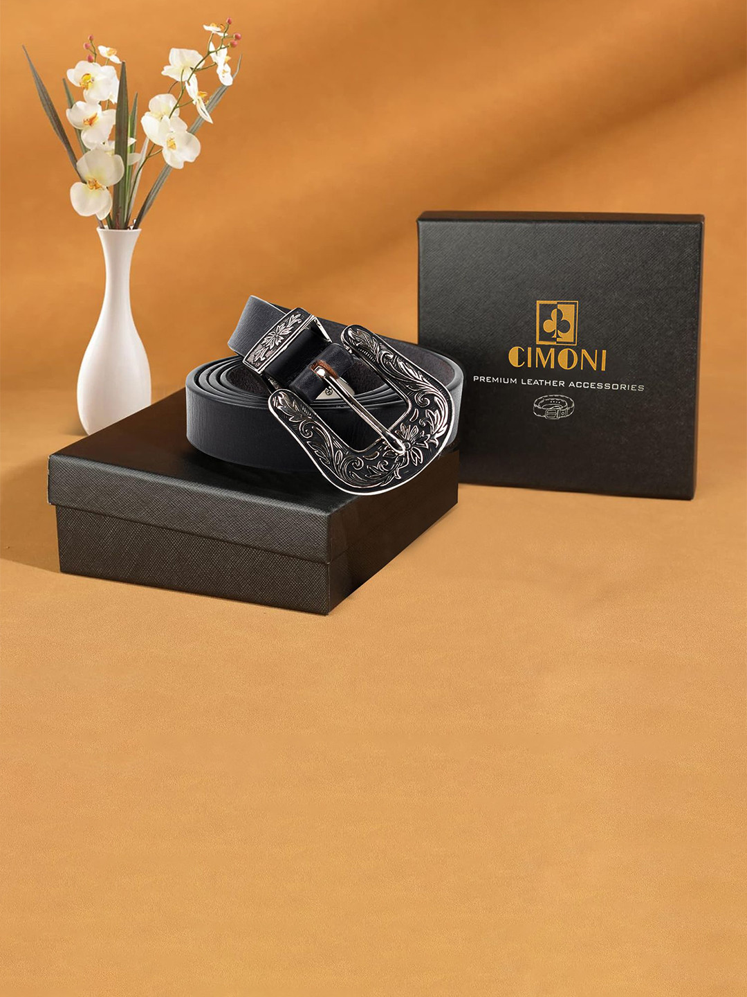 CIMONI Women Premium Genuine Leather Belt With Classic Silver Buckle