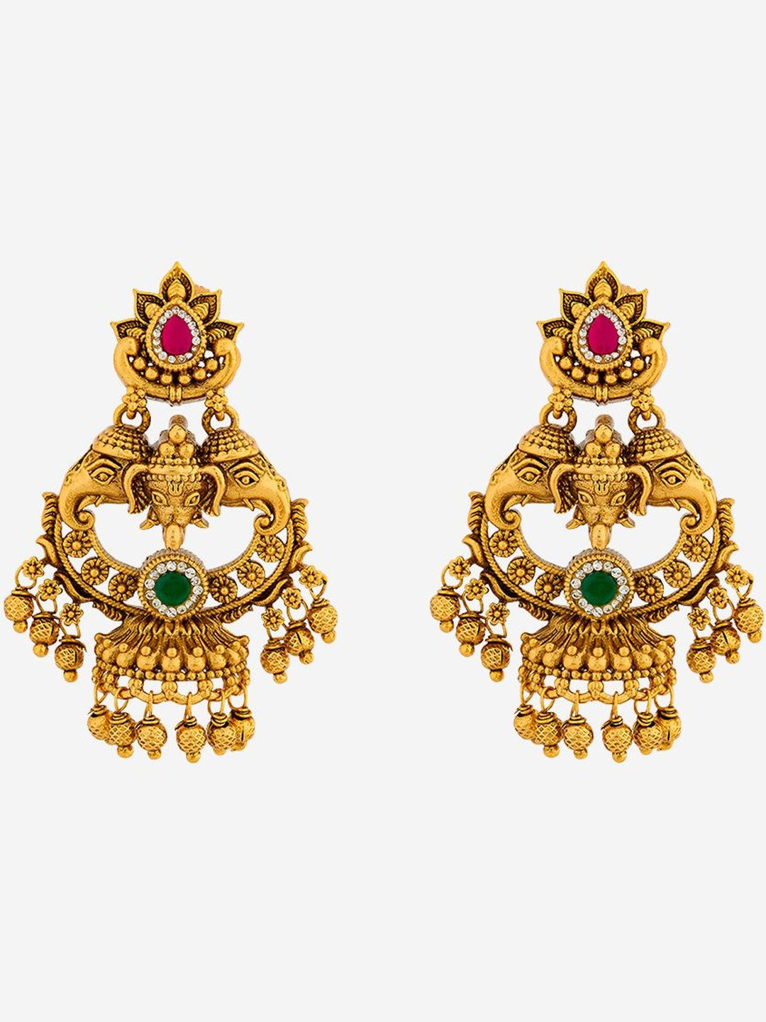 Kushal's Fashion Jewellery Gold-Plated Ruby Classic Chandbalis Earrings