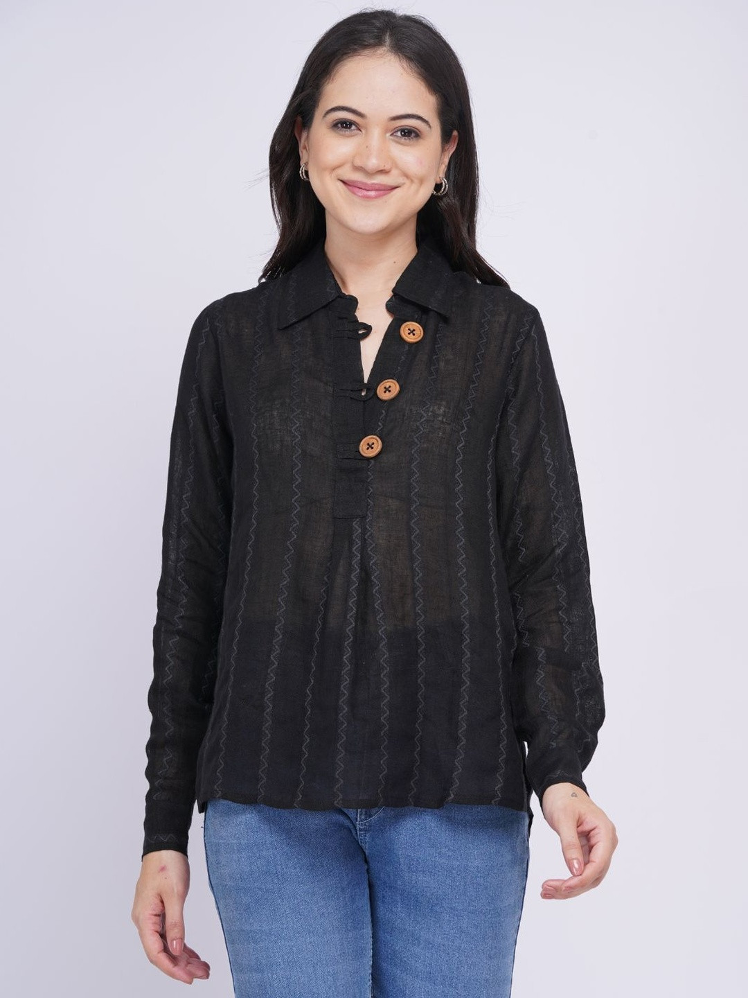 Minimul Roll-Up Sleeves Linen Shirt Style Top