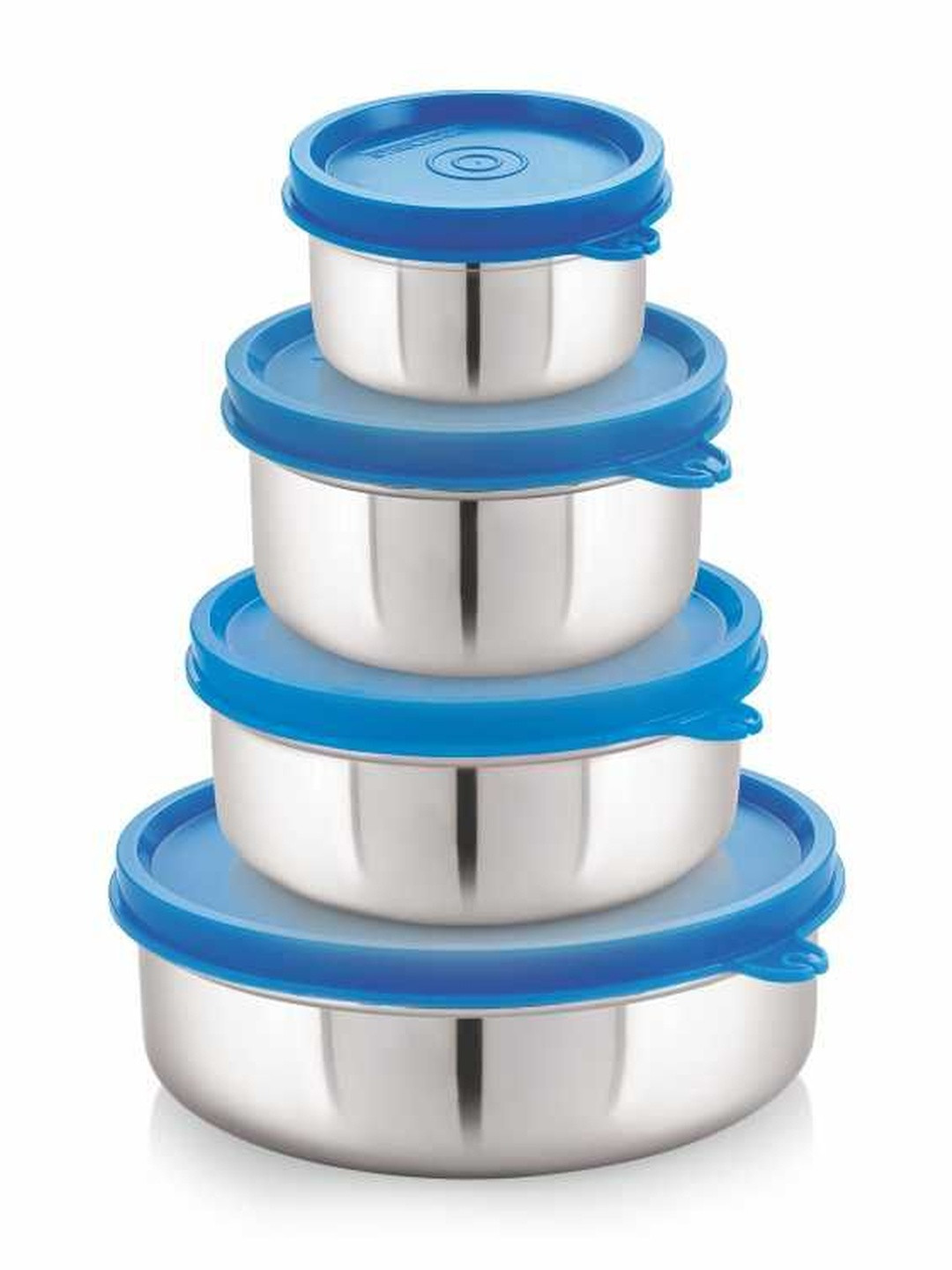 STEELLOCK Blue Stainless Steel Leak Resistant 4 Pieces Flip Top Canisters 500 ml