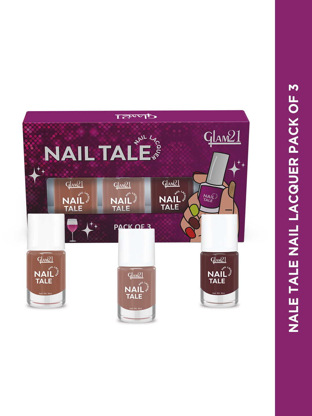 GLAM21 Set of 3 Nail Tale Quick Dry Nail Paint 9 ml each - Shades 37+39+42