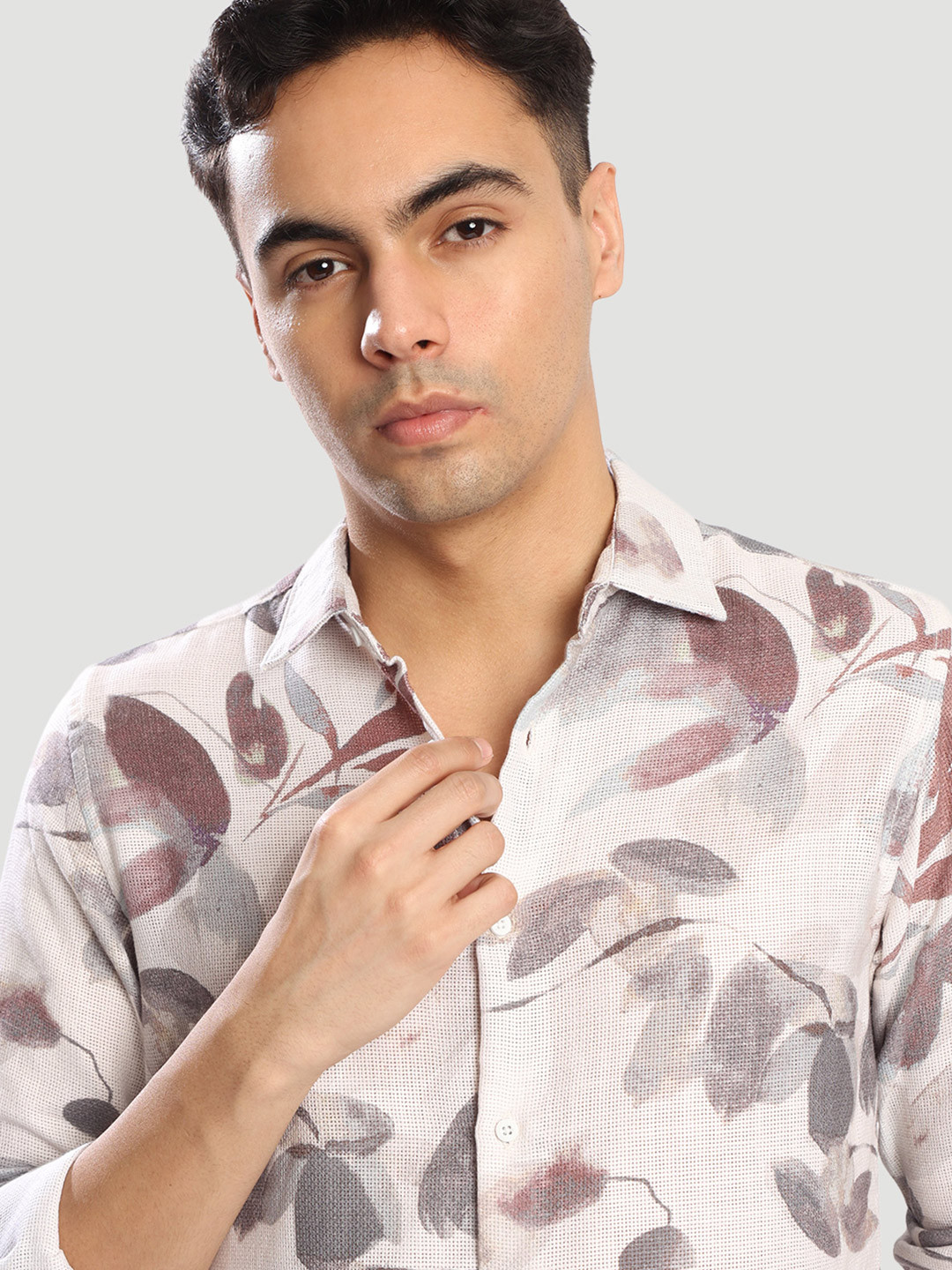 Bene Kleed Mens Floral Printed Textured Regular Fit Casual Shirt