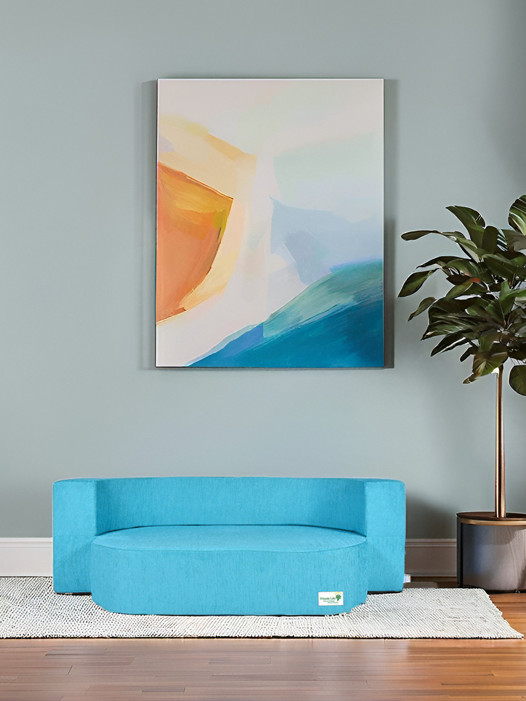 FRIENDS LIFE Blue 3 Seater Matte Inflatable Sofa Cum Bed