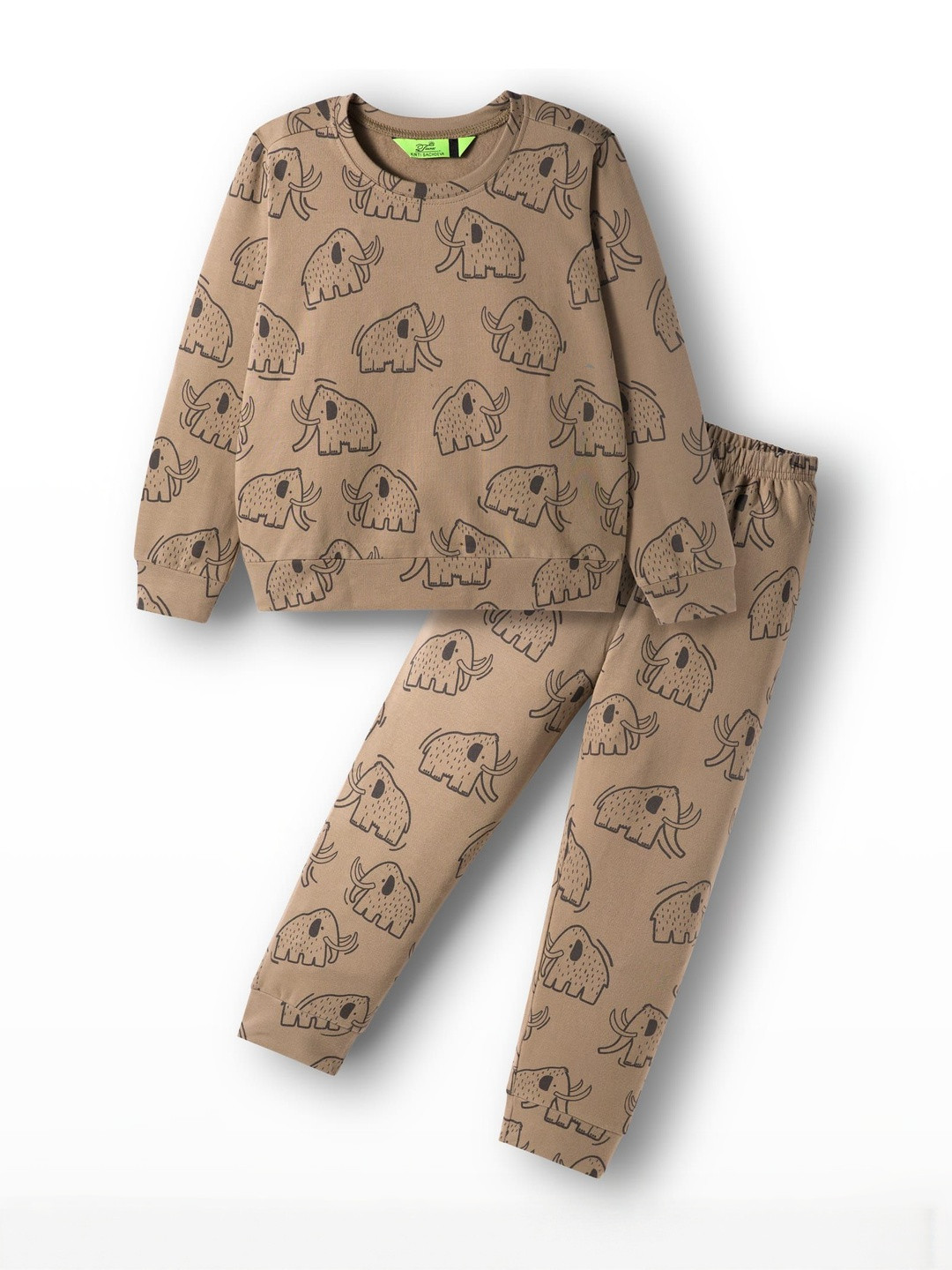 Tiara Girls Printed Round Neck Long Sleeves T-shirt With Trousers