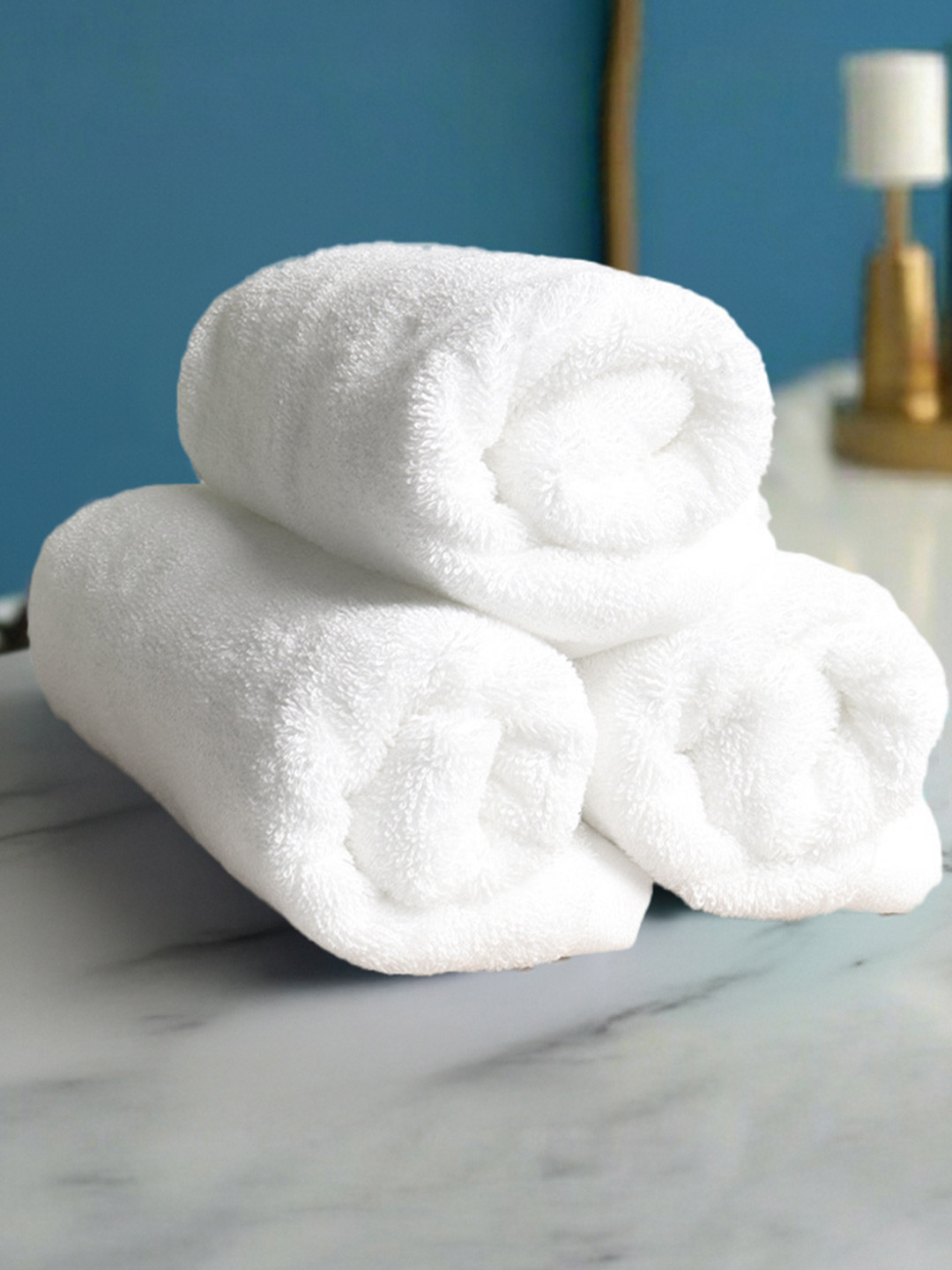 Heelium White Unisex Pack of 3 Bamboo Super Soft & Quick Drying Home & Gym Hand Towel