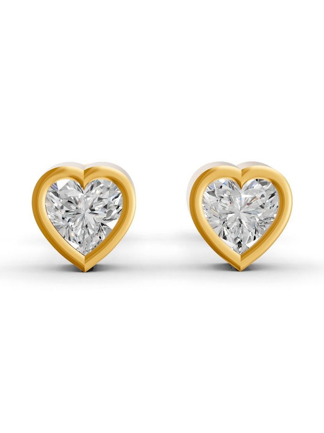 Forever Jewels Sterling Silver Gold Plated 1Ct Heart Cut Moissanite Studs