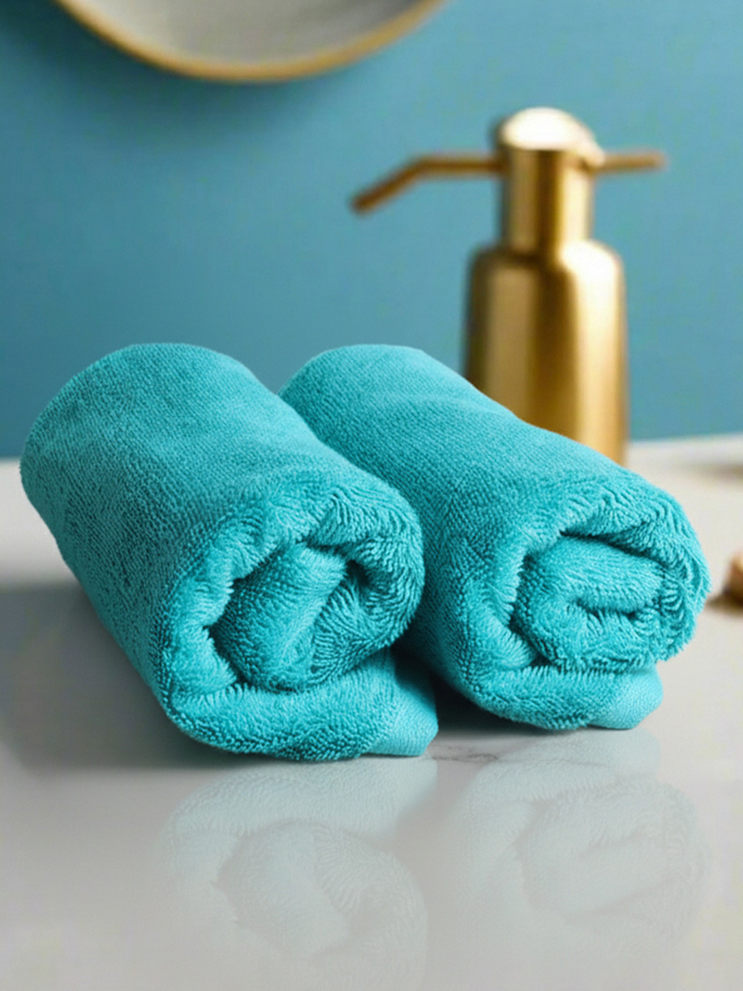 Heelium Teal Unisex Pack of 2 Bamboo Super Soft & Quick Drying Home & Gym Hand Towel
