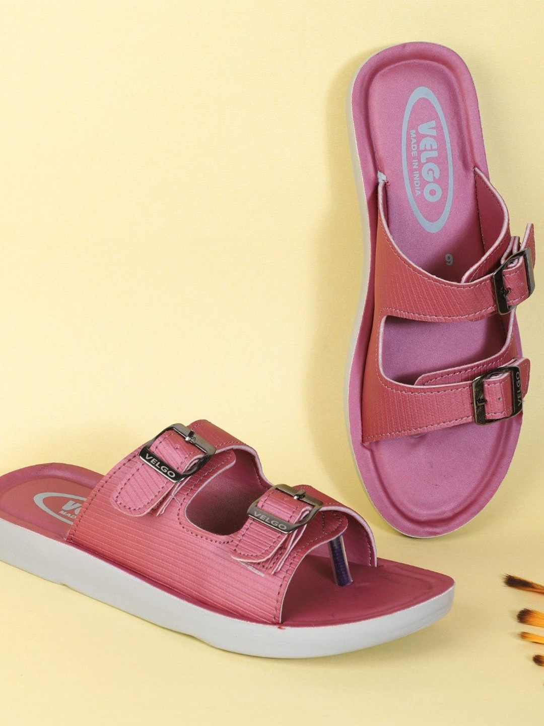 Ango Women Open Toe Flats With Buckle-Strap