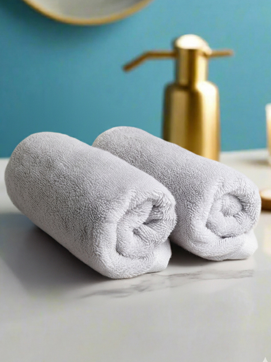 Heelium Light Grey Unisex Pack of 2 Bamboo Super Soft & Quick Drying Home & Gym Hand Towel