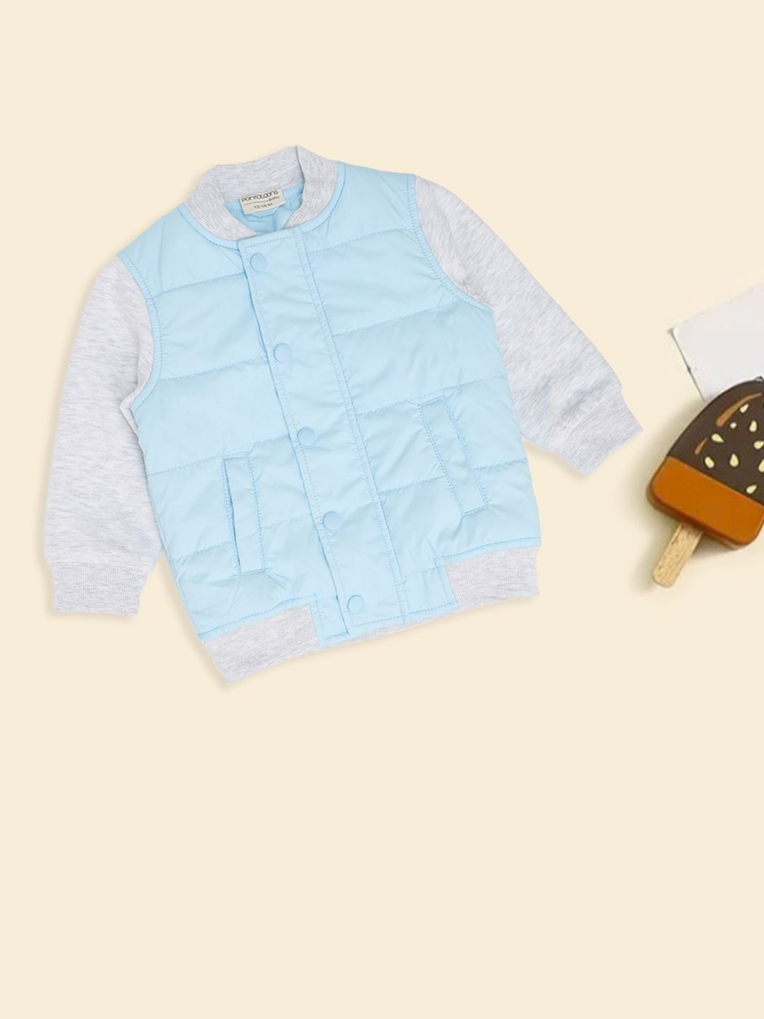 Pantaloons Baby Boys Stand Collar Solid Padded Jacket