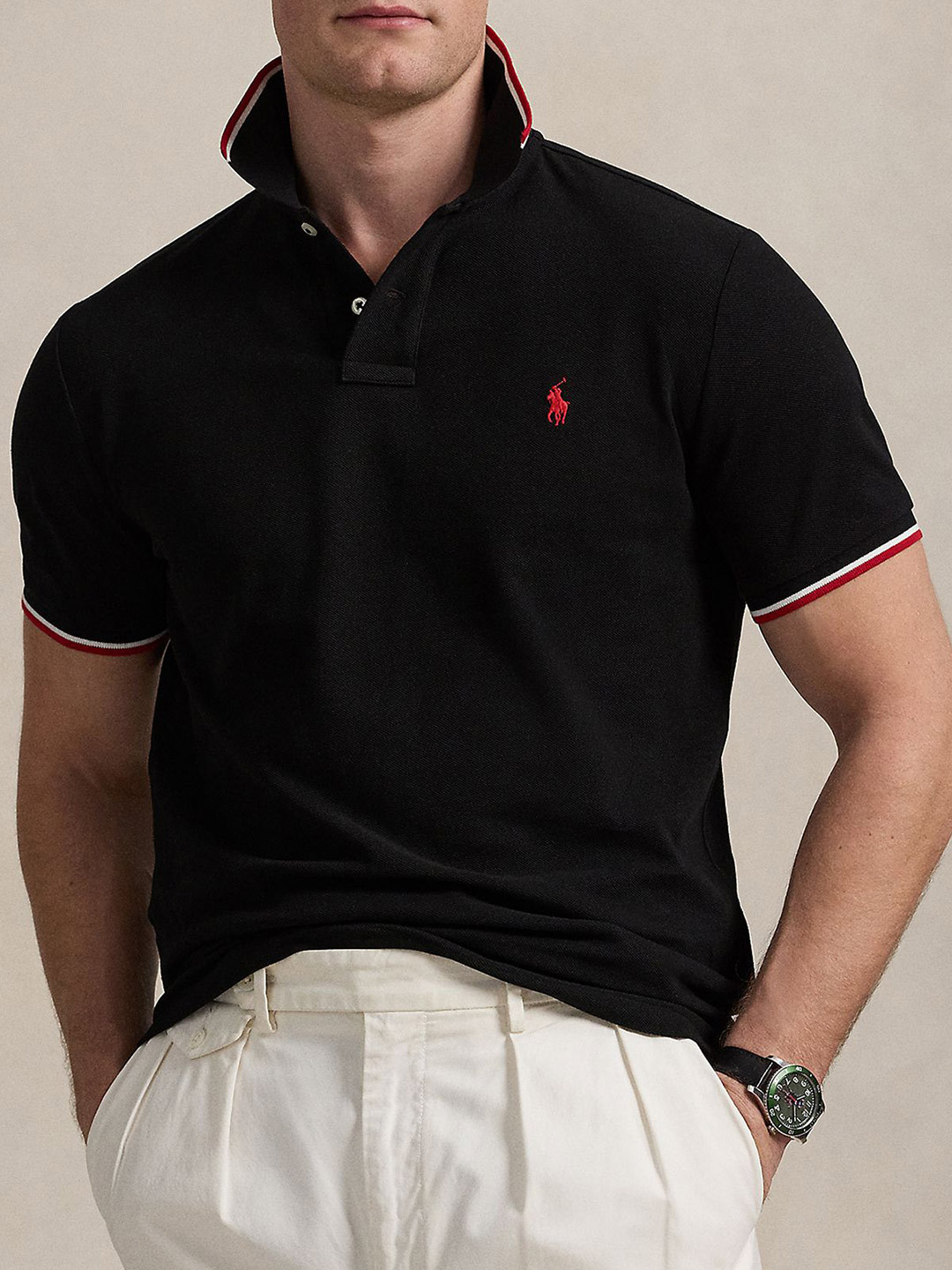 Polo Ralph Lauren Men Custom Slim Fit Pure Cotton Polo T-shirt