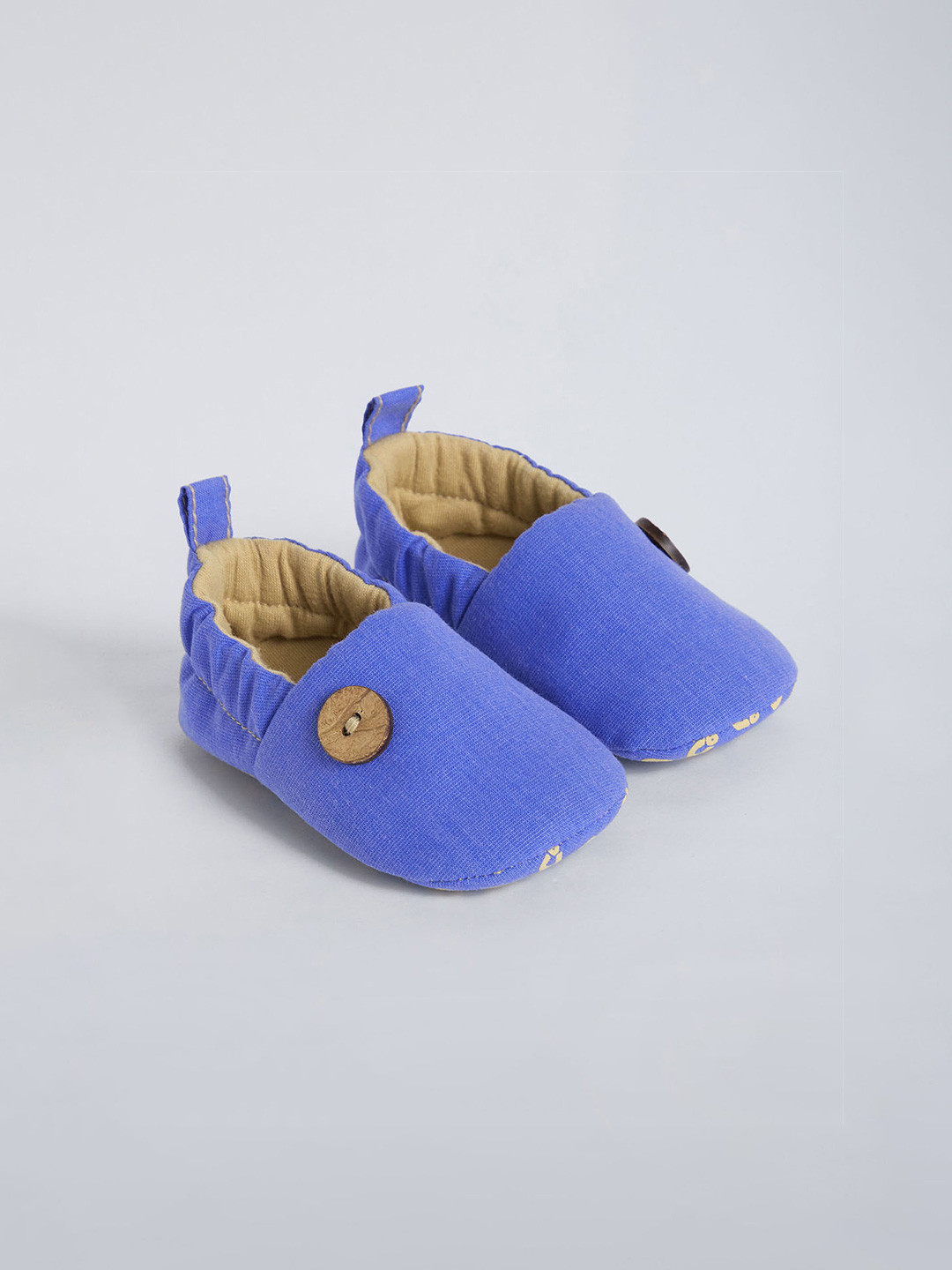 Hopscotch Boys Solid Applique Button Accent Booties
