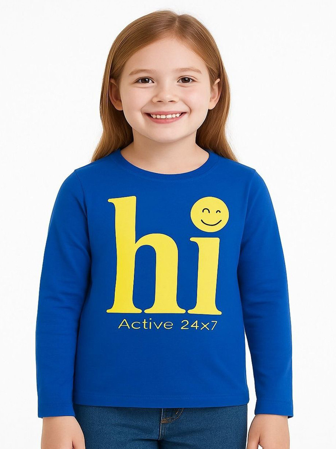 TapasBiswas Girls Typography Smiley Printed T-shirt