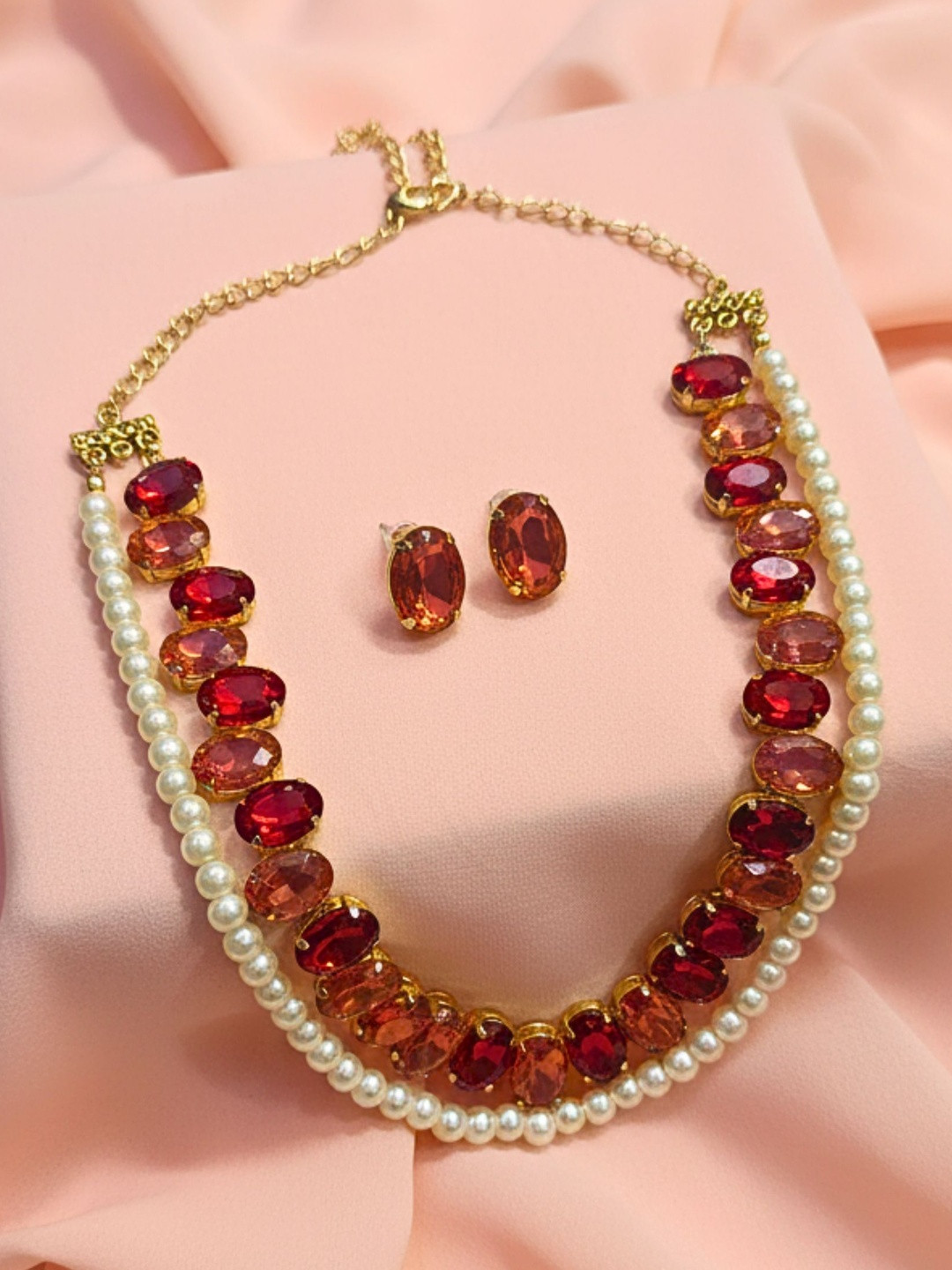 MANSIYAORANGE Cubic Zirconia Crystal-Studded Jewellery Set