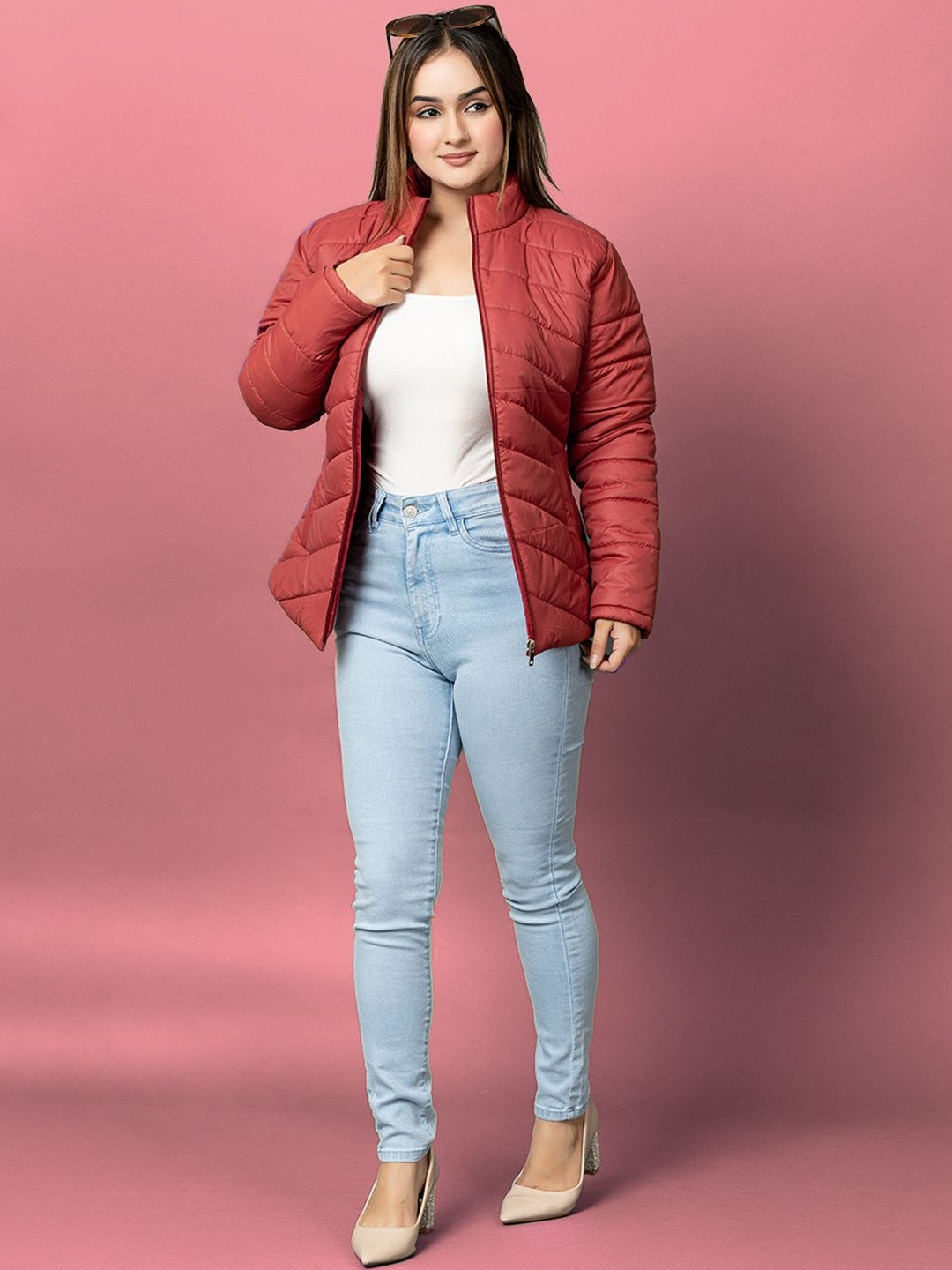 ALWAYS SHINE Women Stand Collar Long Sleeves Puffer Jacket