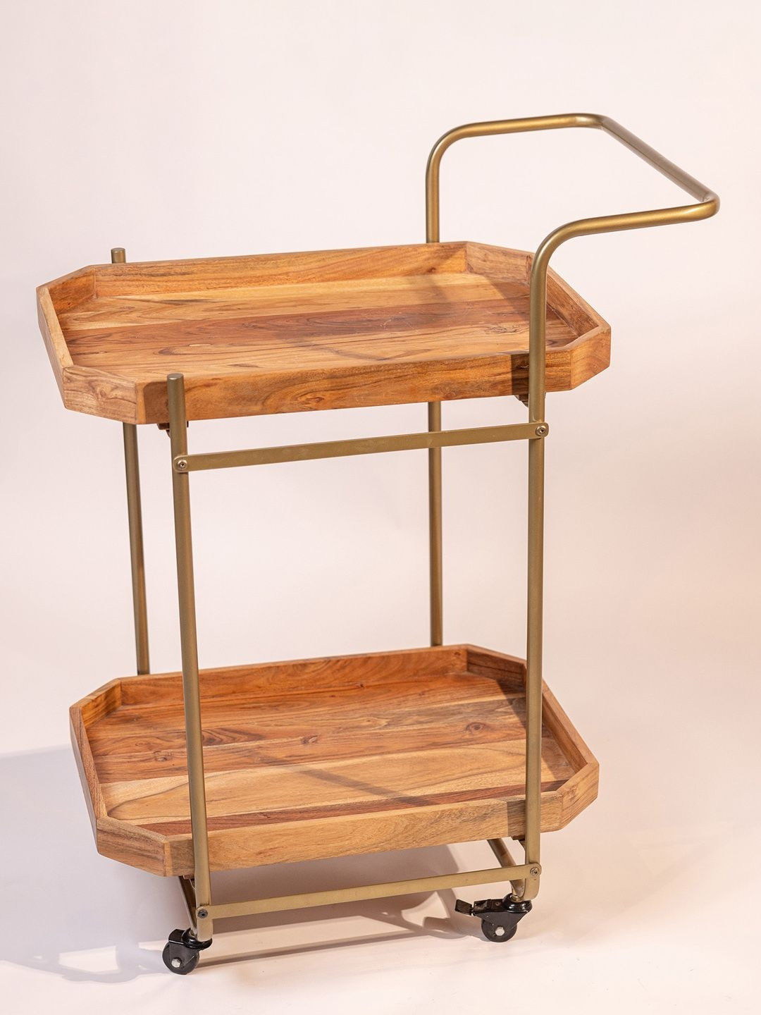 Ireka Homes Brown 2025 Collapsable Wood Kitchen Trolley