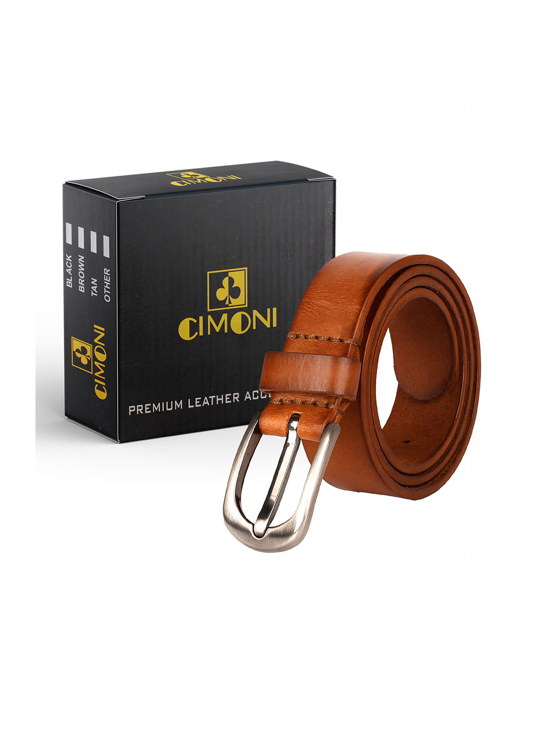 CIMONI Women Leather Formal Belt With Classic Silver Buckle