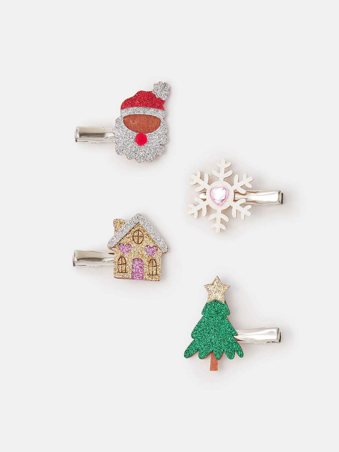 Accessorize Girls Set of 4 Christmas Alligator Hair Clip