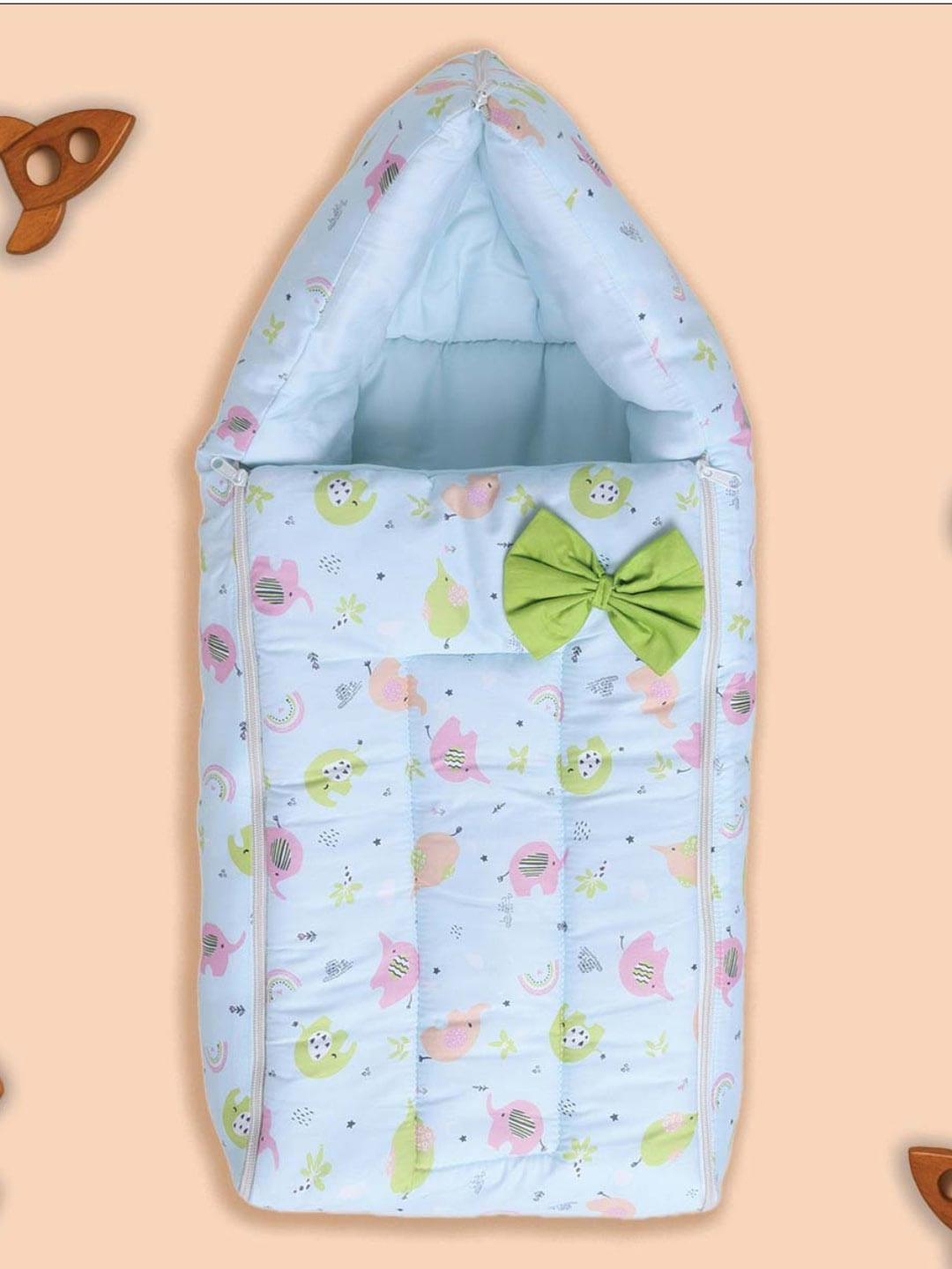 Polka Tots Infants Blue & Pink Printed Baby Sleeping Bag