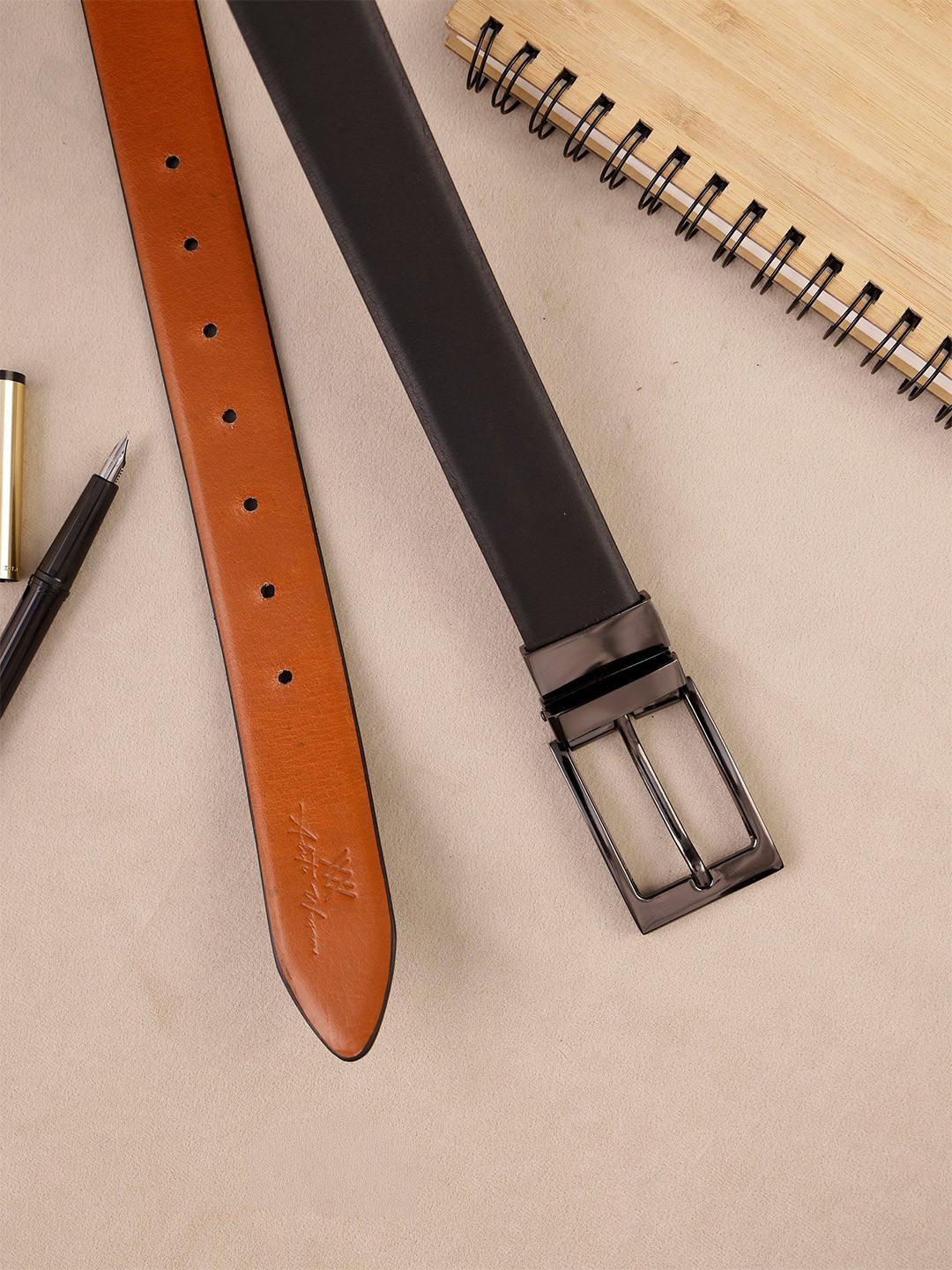 Aditi Wasan Men Genuine Leather Wide Reversible Formal Belt