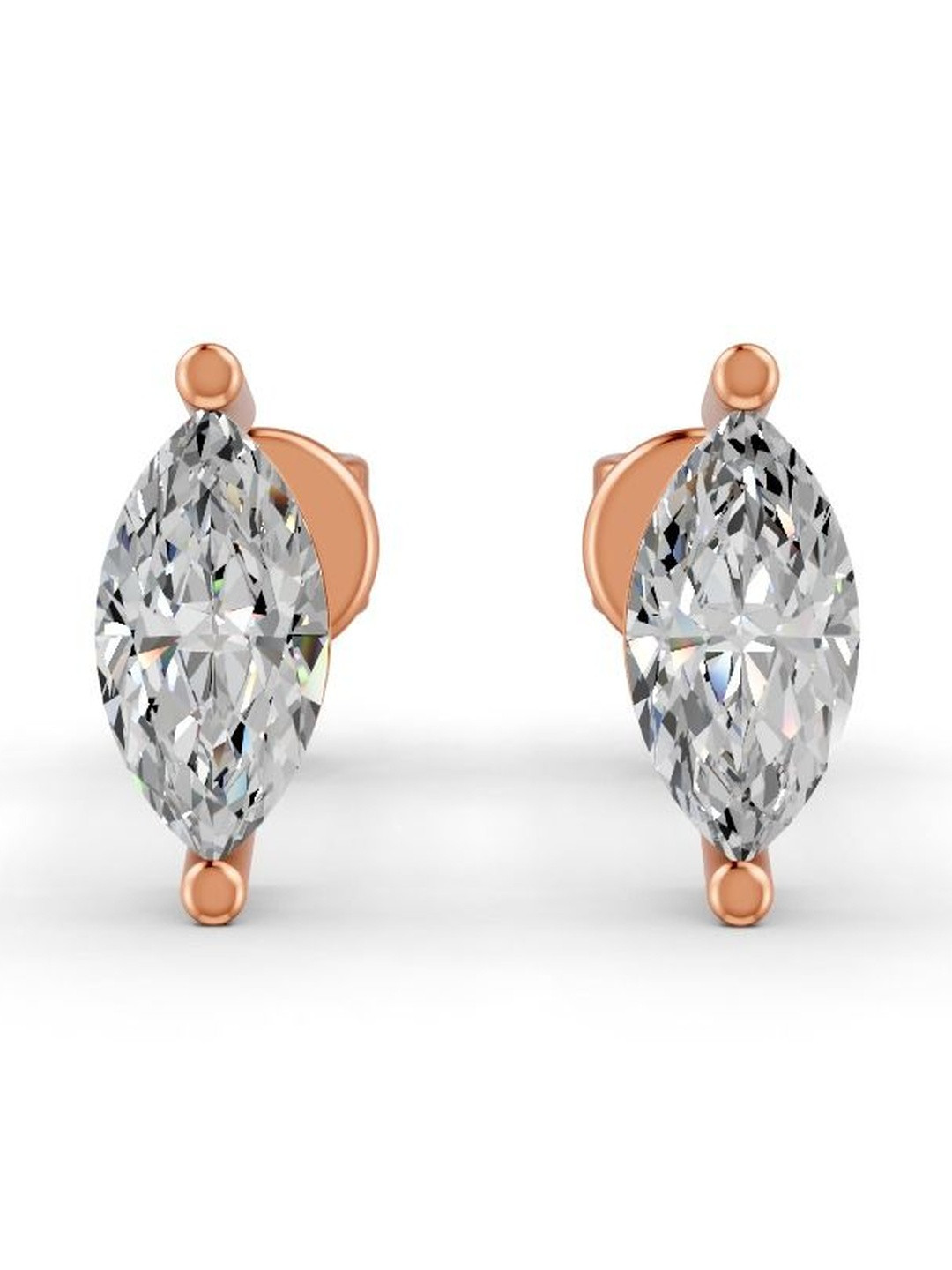 Forever Jewels Sterling Silver 14K Rose Gold-Plated 5Ct Moissanite Diamond Shaped Studs